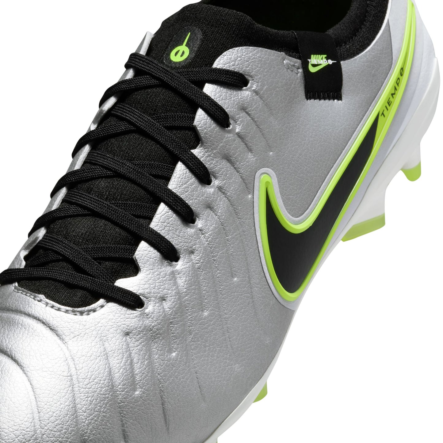 Nike Tiempo Legend 10 Pro FG Firm Ground Soccer Cleat - Metallic Silver/Black/Volt