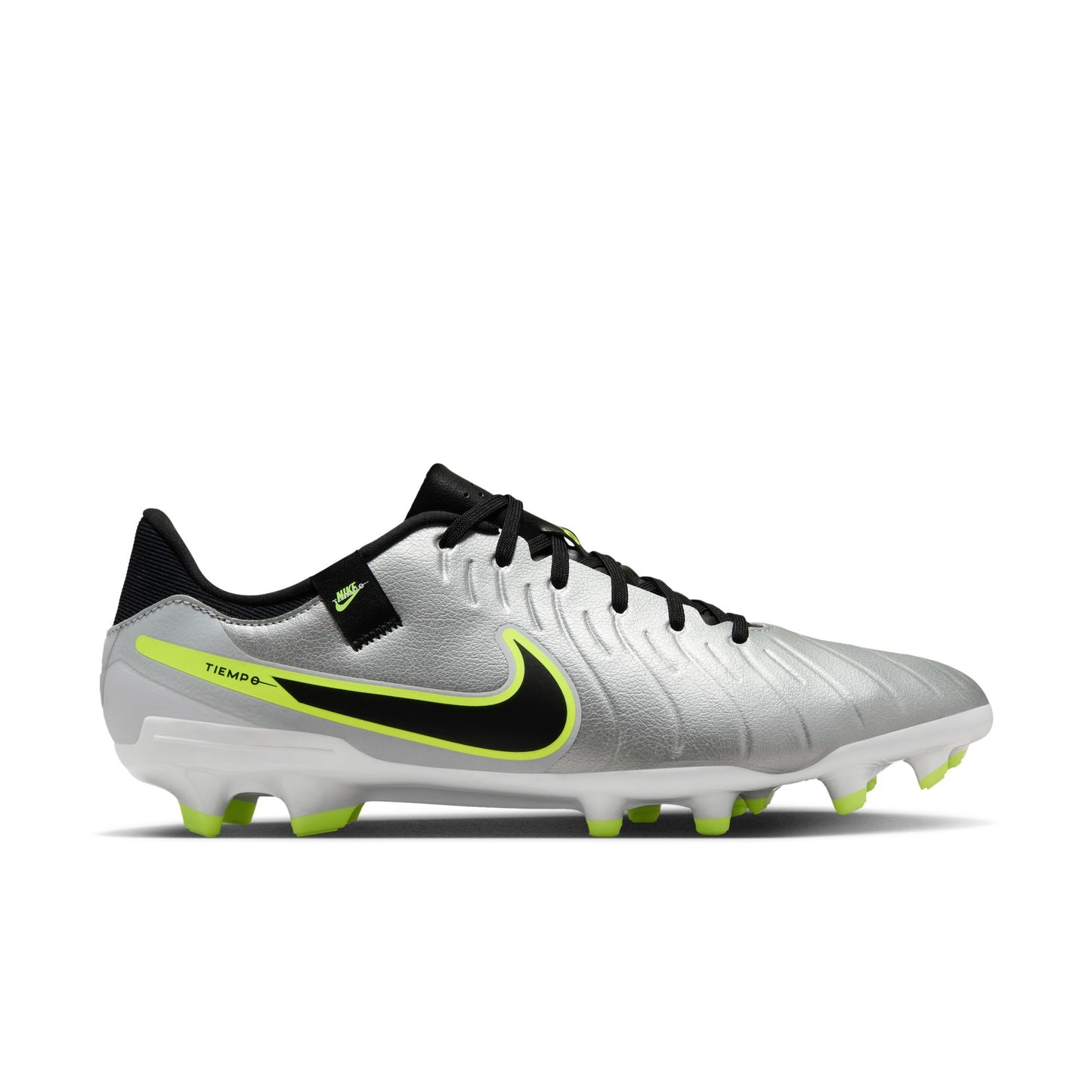 Nike Tiempo Legend 10 Academy FG Firm Ground Soccer Cleat - Metallic Silver/Black/Volt