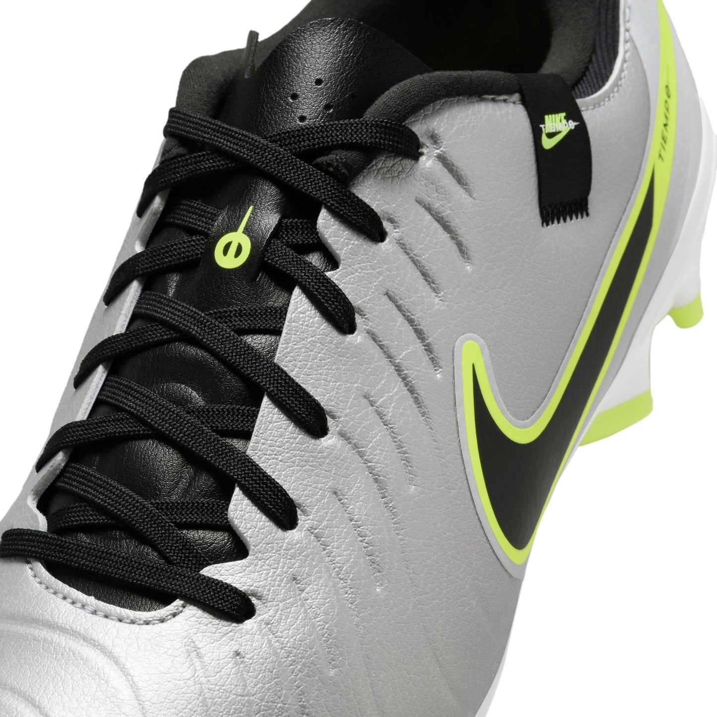 Nike Tiempo Legend 10 Academy FG Firm Ground Soccer Cleat - Metallic Silver/Black/Volt