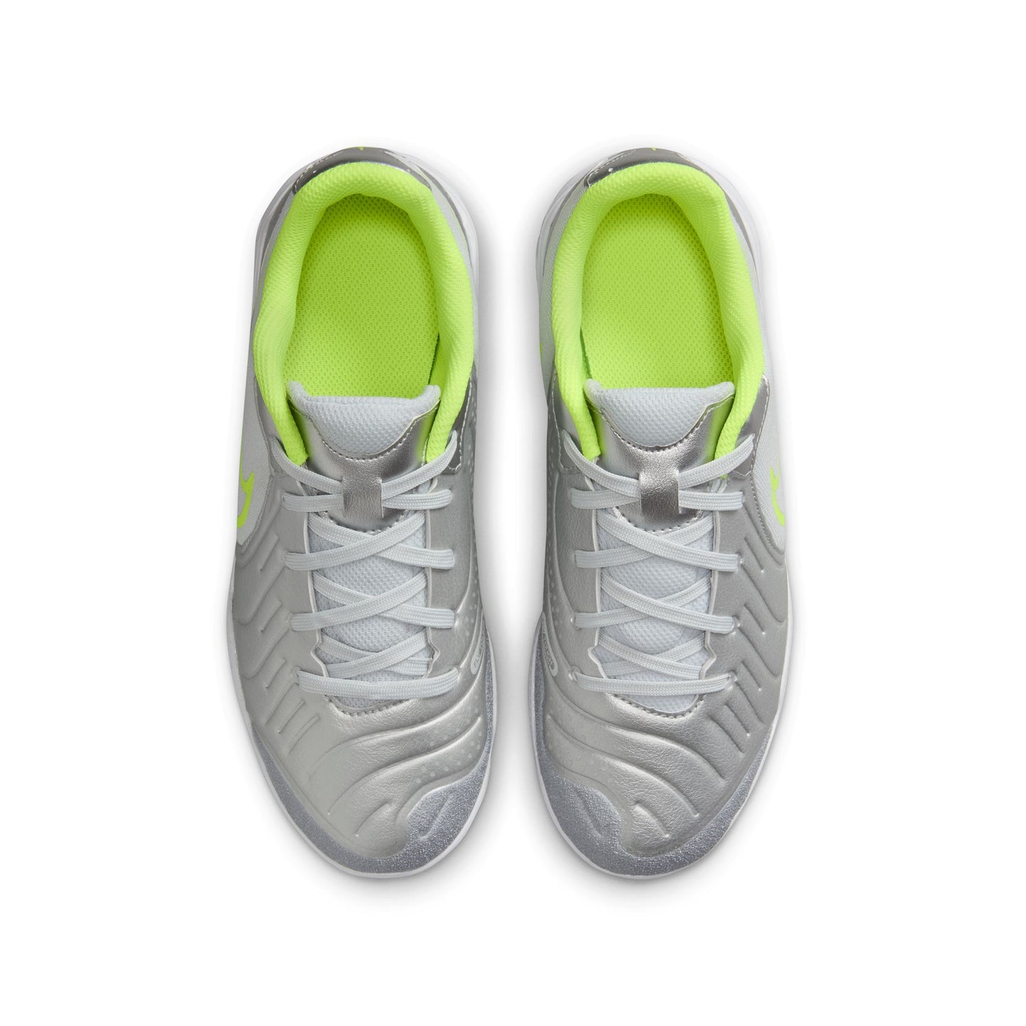 Nike Junior Tiempo Legend 10 Academy IC Indoor Soccer Shoe - Metallic Silver/Black/Volt