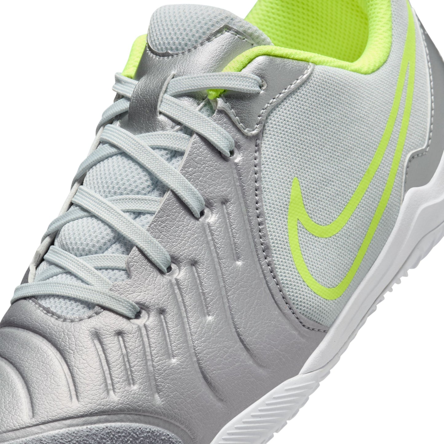 Nike Junior Tiempo Legend 10 Academy IC Indoor Soccer Shoe - Metallic Silver/Black/Volt