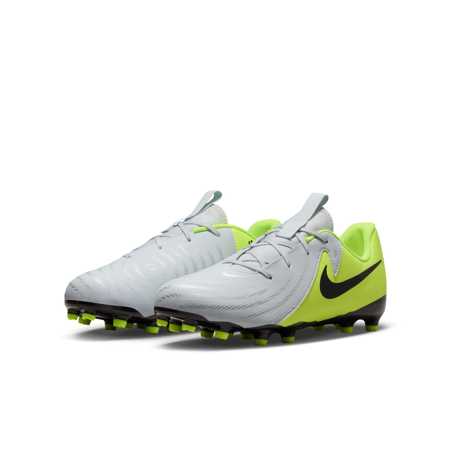 Nike Junior Phantom GX 2 Academy FG Firm Ground Soccer Cleat - Metallic Silver/Black/Volt