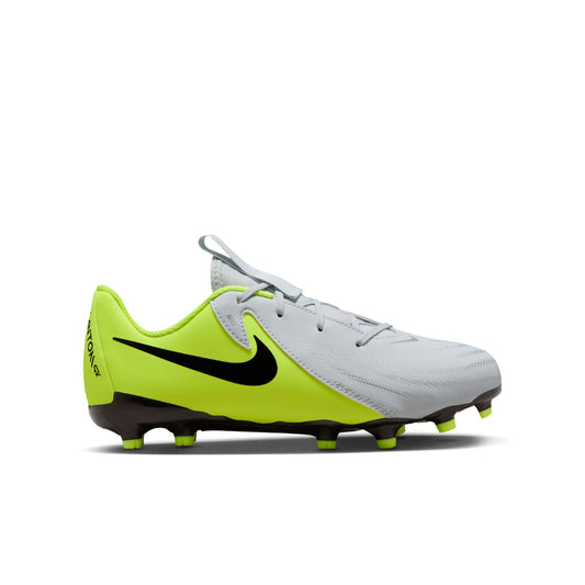 Nike Junior Phantom GX 2 Academy FG Firm Ground Soccer Cleat - Metallic Silver/Black/Volt