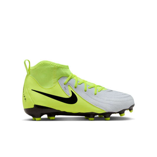 Nike Junior Phantom Luna 2 Academy FG Firm Ground Soccer Cleat - Metallic Silver/Black/Volt