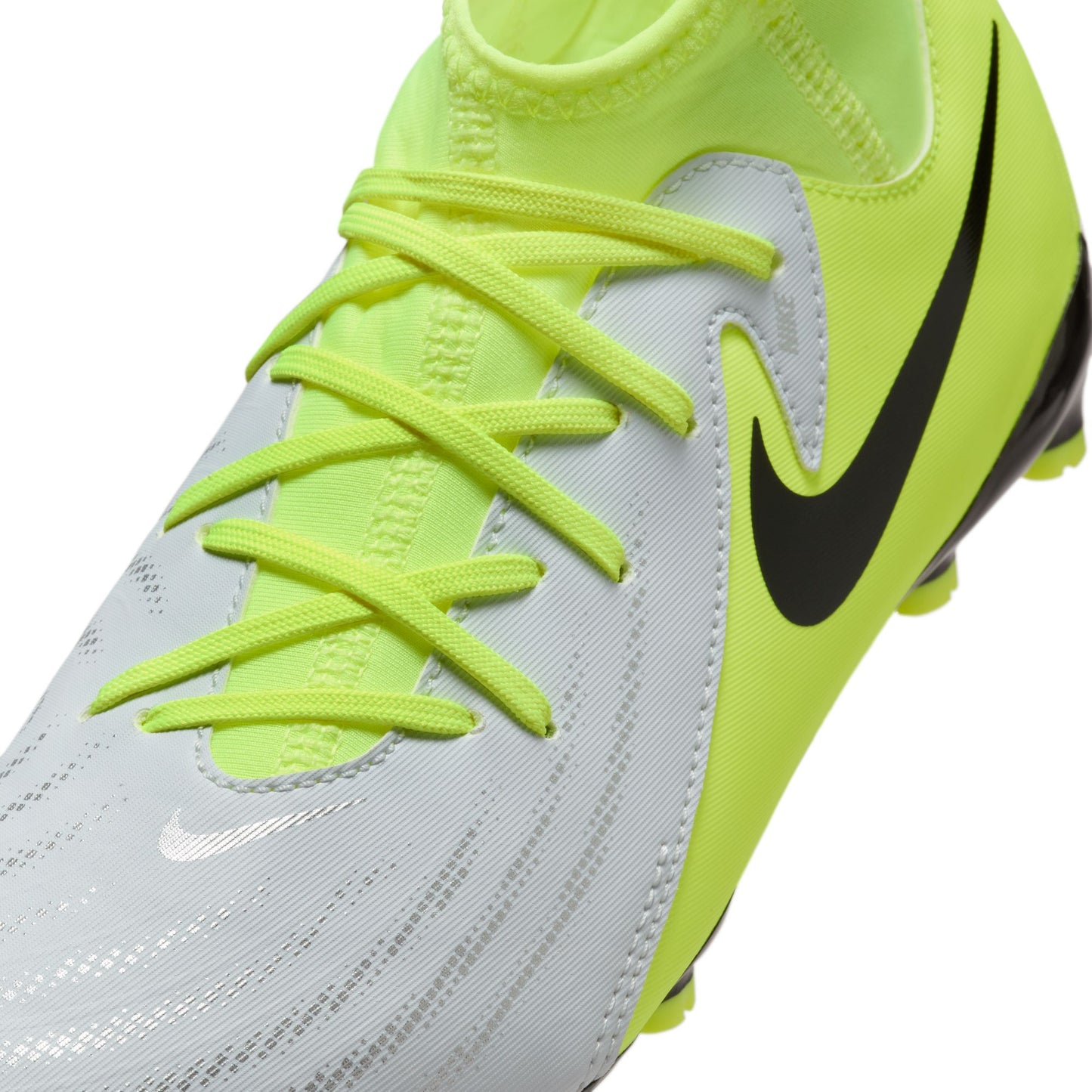 Nike Junior Phantom Luna 2 Academy FG Firm Ground Soccer Cleat - Metallic Silver/Black/Volt