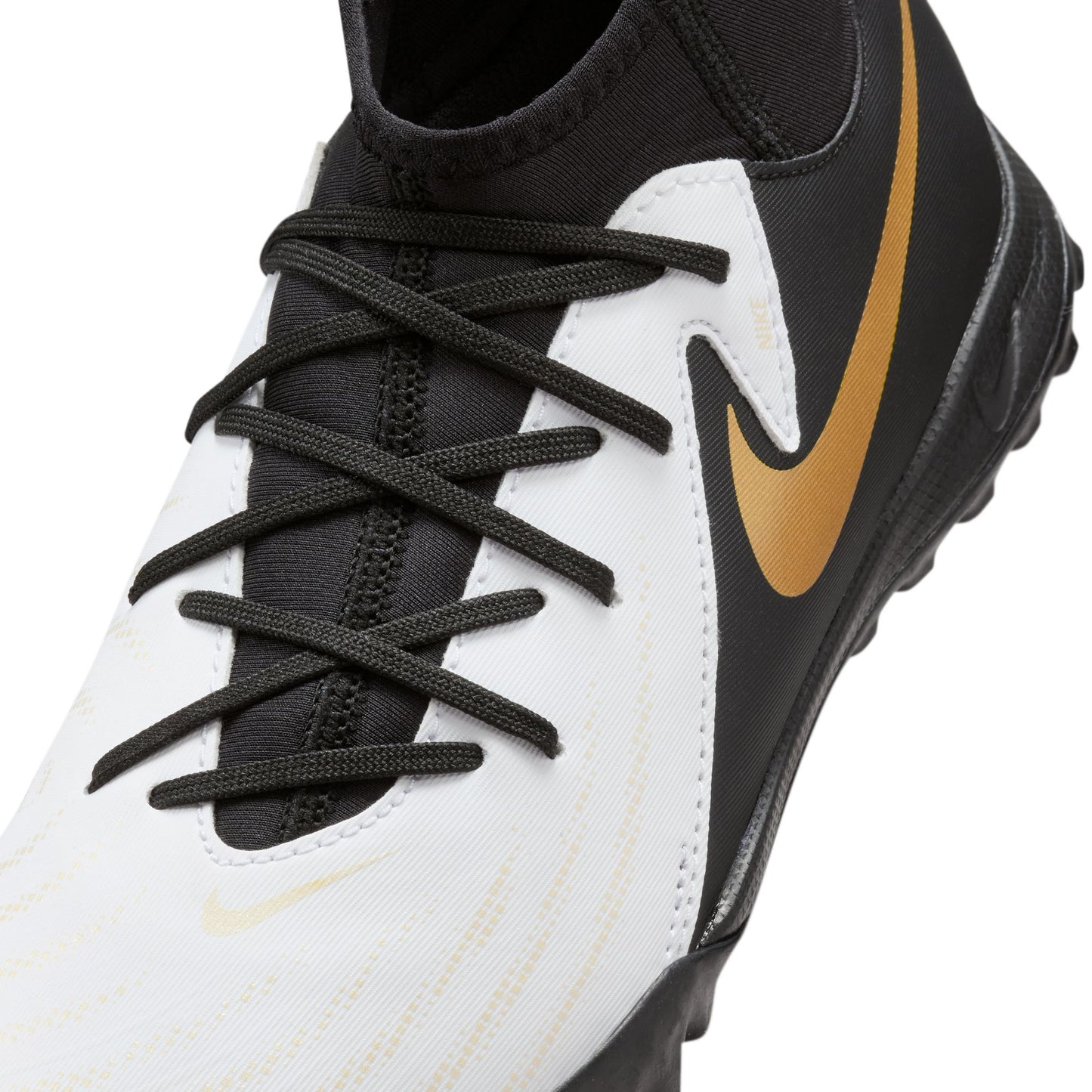 Nike Junior Phantom Luna 2 Academy TF Turf Soccer Cleat - WHITE/BLACK-MTLC GOLD COIN