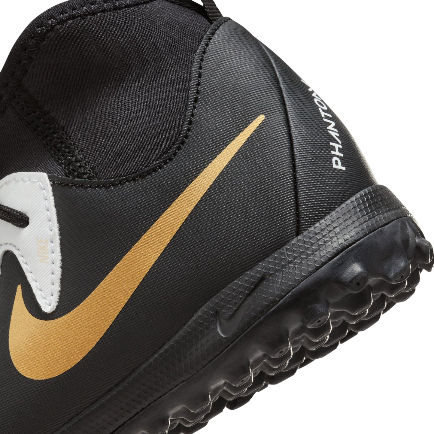 Nike Junior Phantom Luna 2 Academy TF Turf Soccer Cleat - WHITE/BLACK-MTLC GOLD COIN