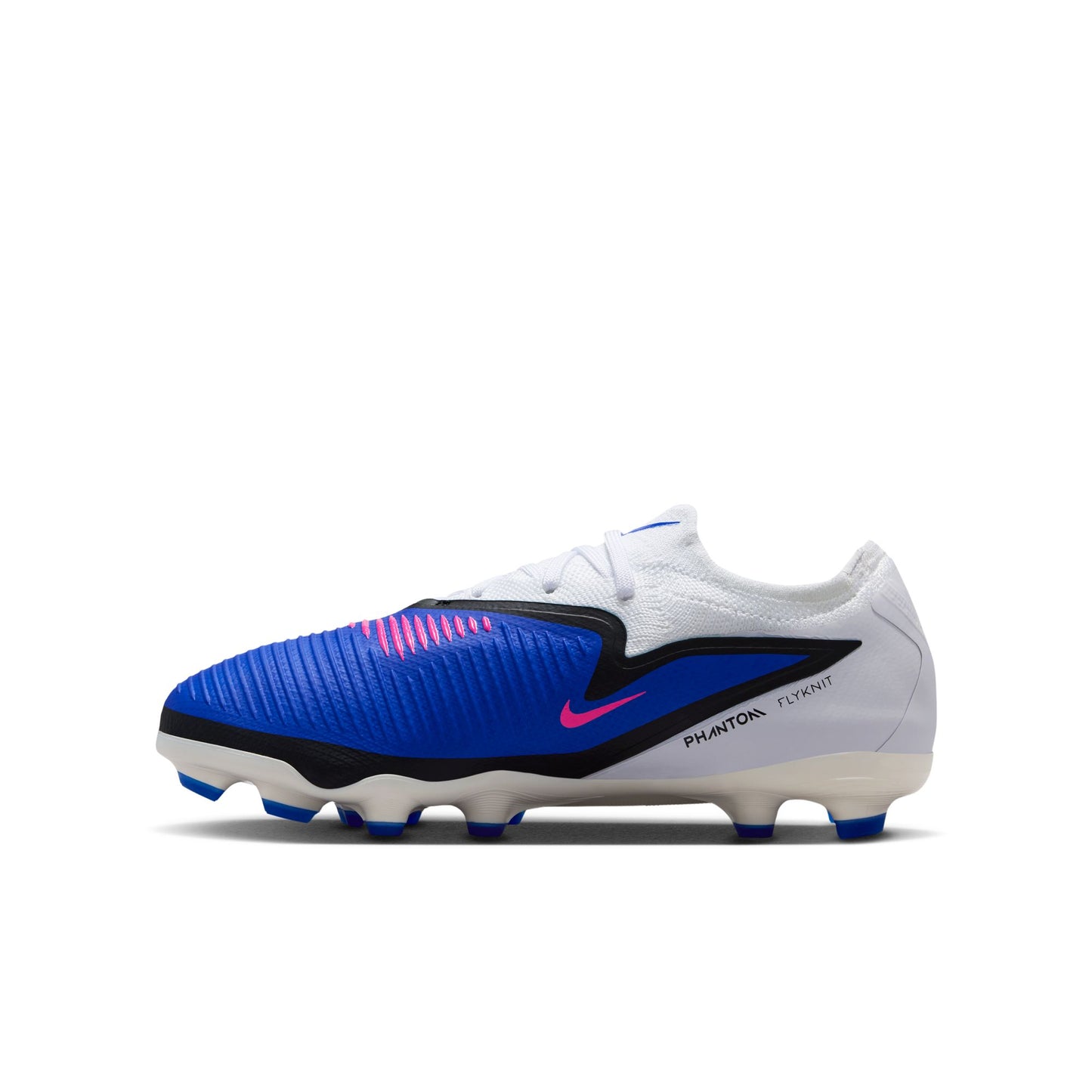 Nike Junior Phantom 6 Low Pro FG Firm Ground Soccer Cleat - Racer Blue/Pink Blast/White