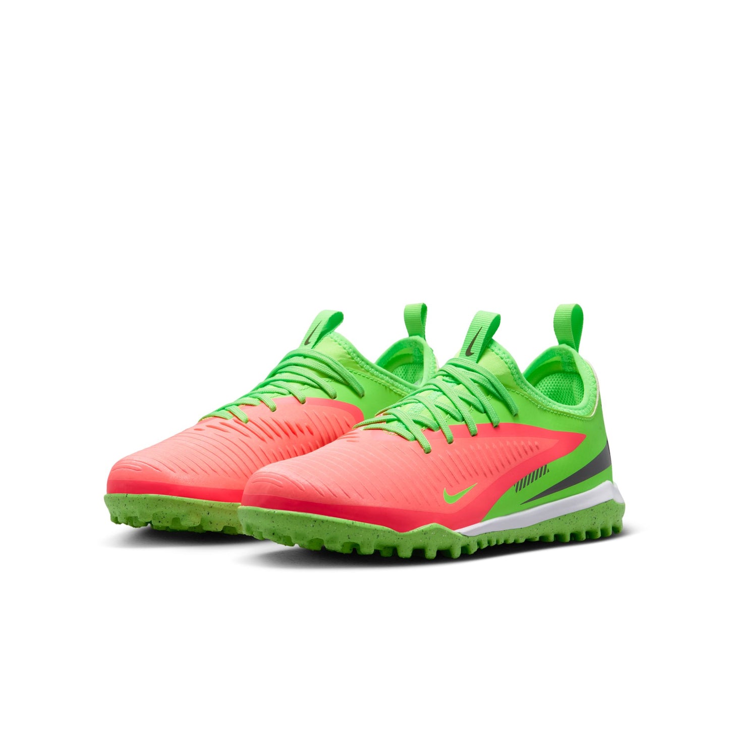 Nike Junior Phantom 6 Low Academy Erling Haaland TF Turf Soccer Cleat  -Hot Punch/Black/Green Strike