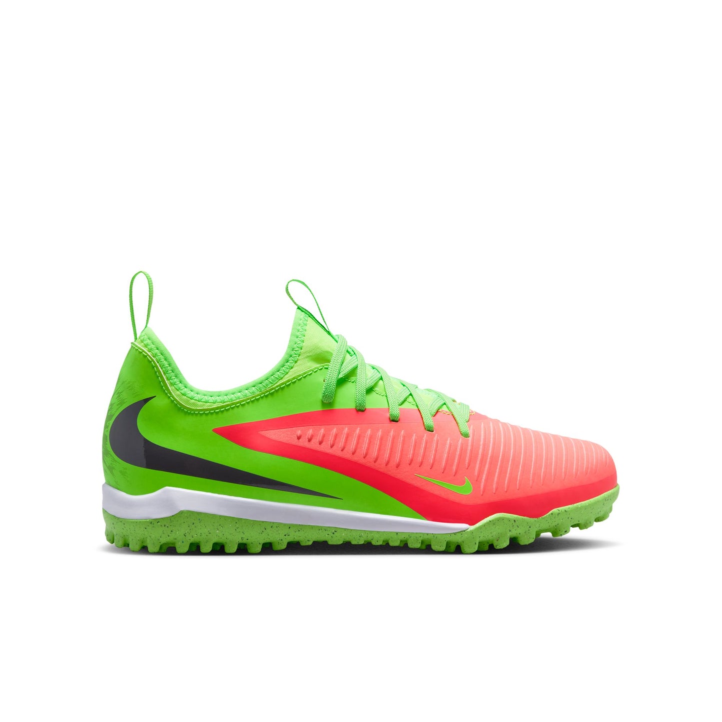 Nike Junior Phantom 6 Low Academy Erling Haaland TF Turf Soccer Cleat  -Hot Punch/Black/Green Strike