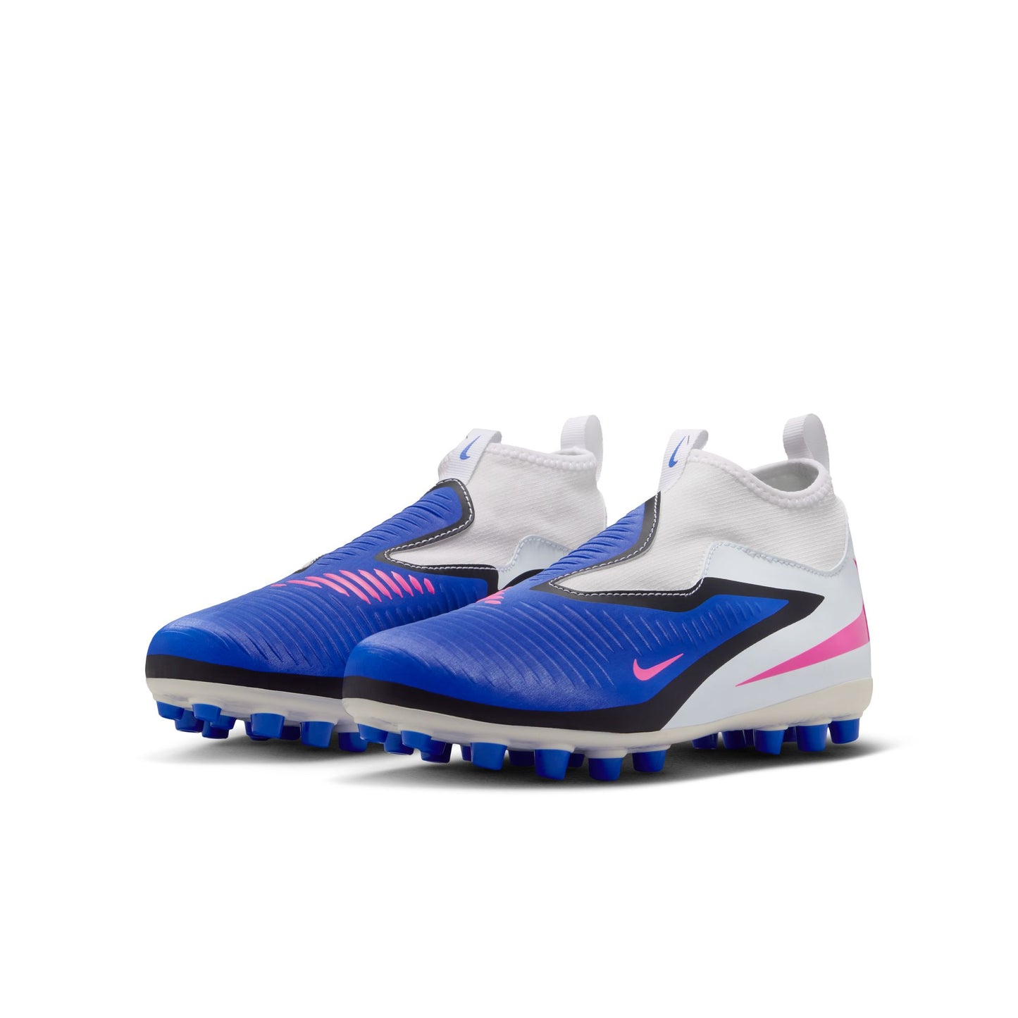 Nike Junior Phantom 6 High Academy FG Firm Ground Soccer Cleat - Racer Blue/Pink Blast/White
