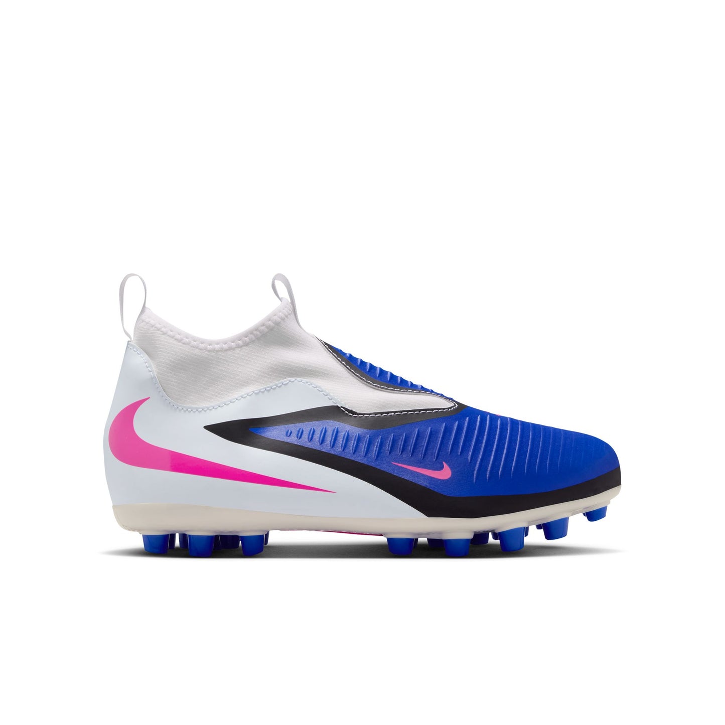 Nike Junior Phantom 6 High Academy FG Firm Ground Soccer Cleat - Racer Blue/Pink Blast/White