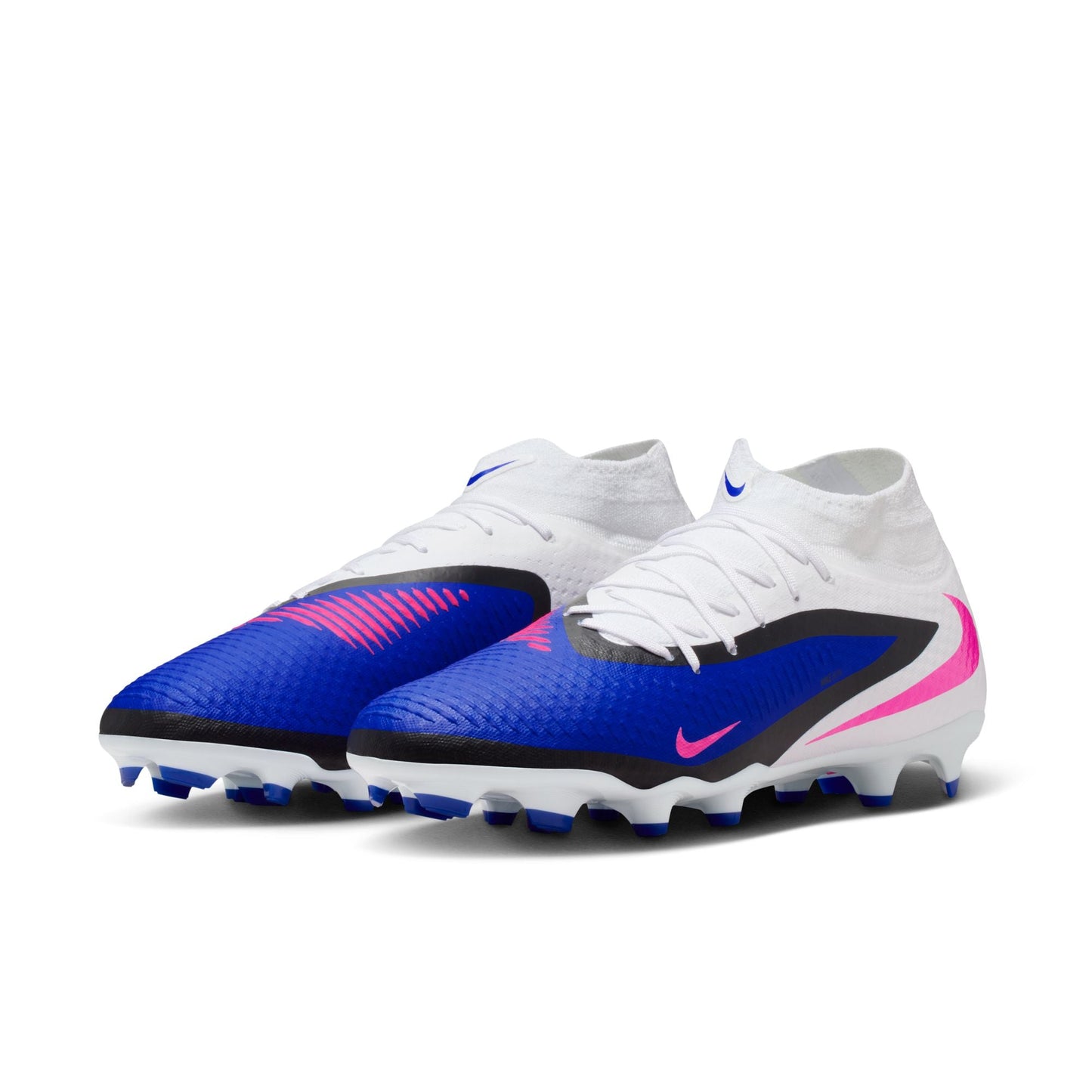 Nike Phantom 6 High Academy FG Firm Ground Soccer Cleat - Racer Blue/Pink Blast/White