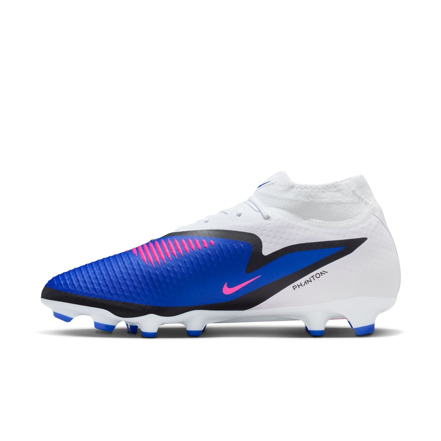 Nike Phantom 6 High Academy FG Firm Ground Soccer Cleat - Racer Blue/Pink Blast/White