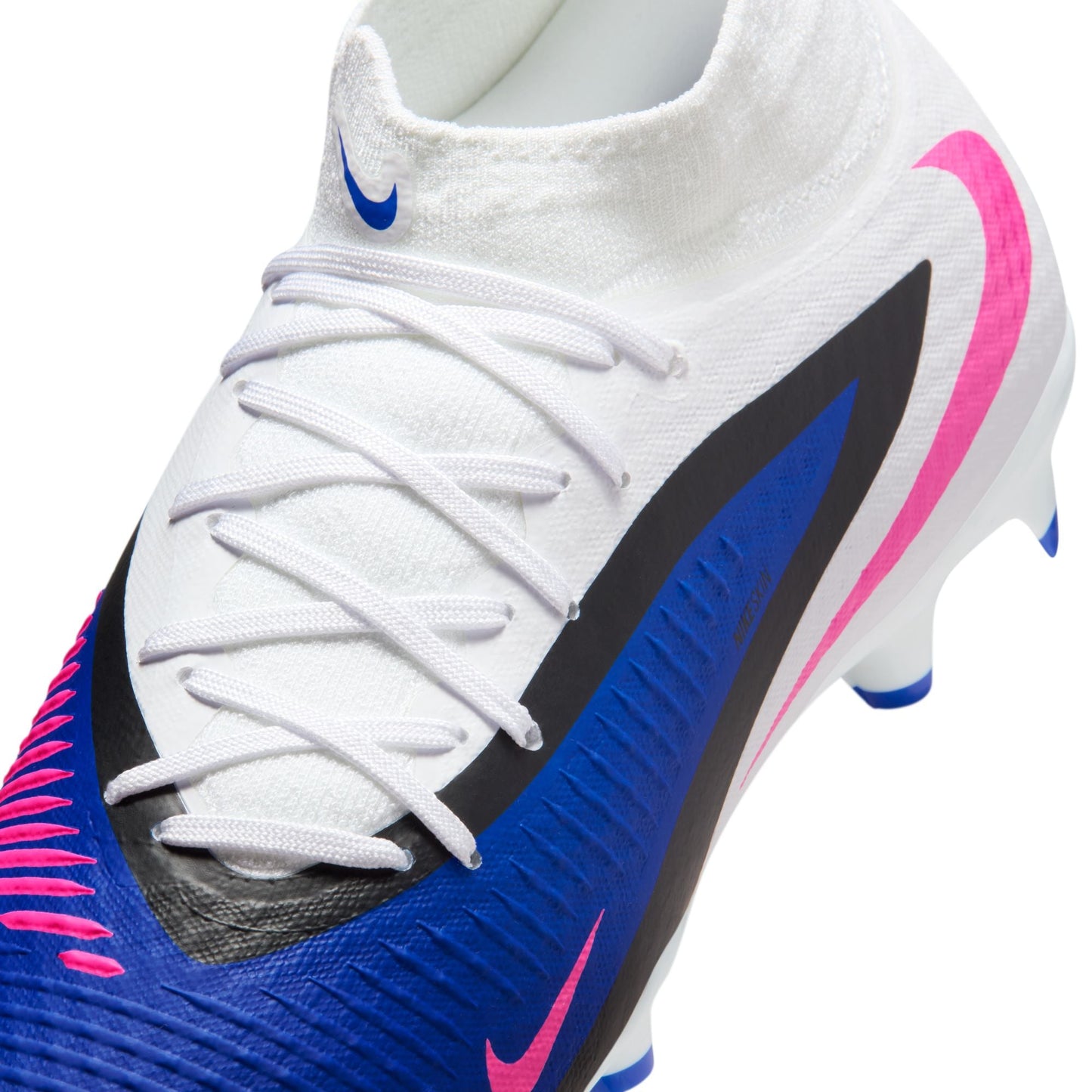 Nike Phantom 6 High Academy FG Firm Ground Soccer Cleat - Racer Blue/Pink Blast/White