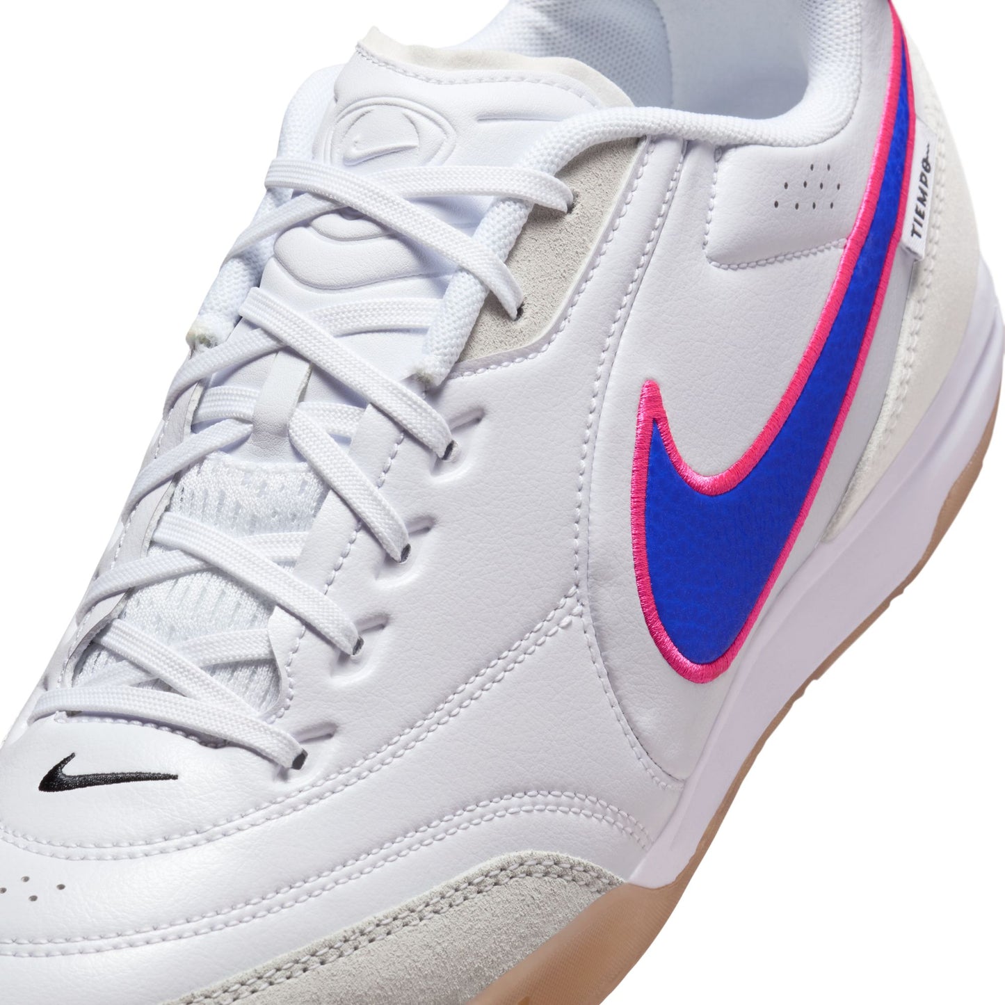 Nike Tiempo Streetgato IN Indoor/Court Low-Top Soccer Shoe - White/Racer Blue/Pink Blast