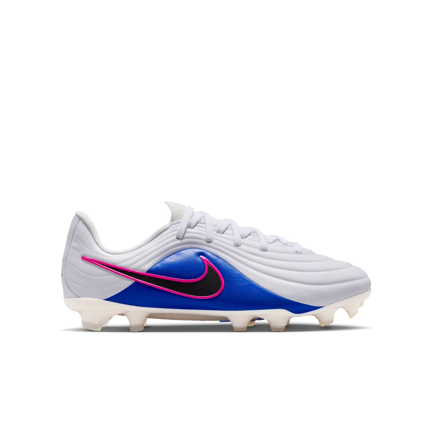 Nike Junior Tiempo Maestro Academy FG Firm Ground Soccer Cleat - White/Black/Racer Blue/Pink Blast