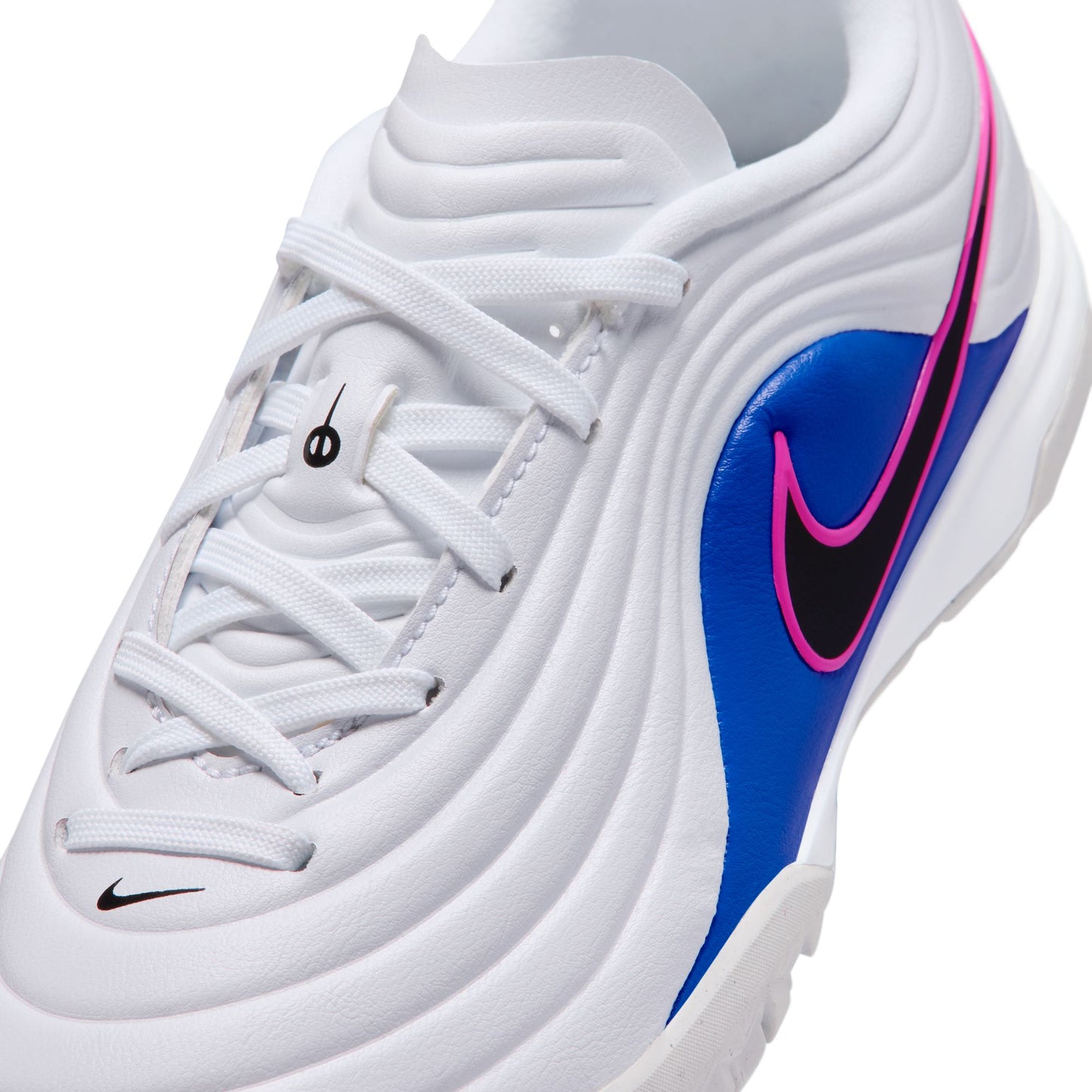 Nike Junior Tiempo Maestro Academy TF Turf Soccer Cleat - White/Black/Racer Blue/Pink Blast