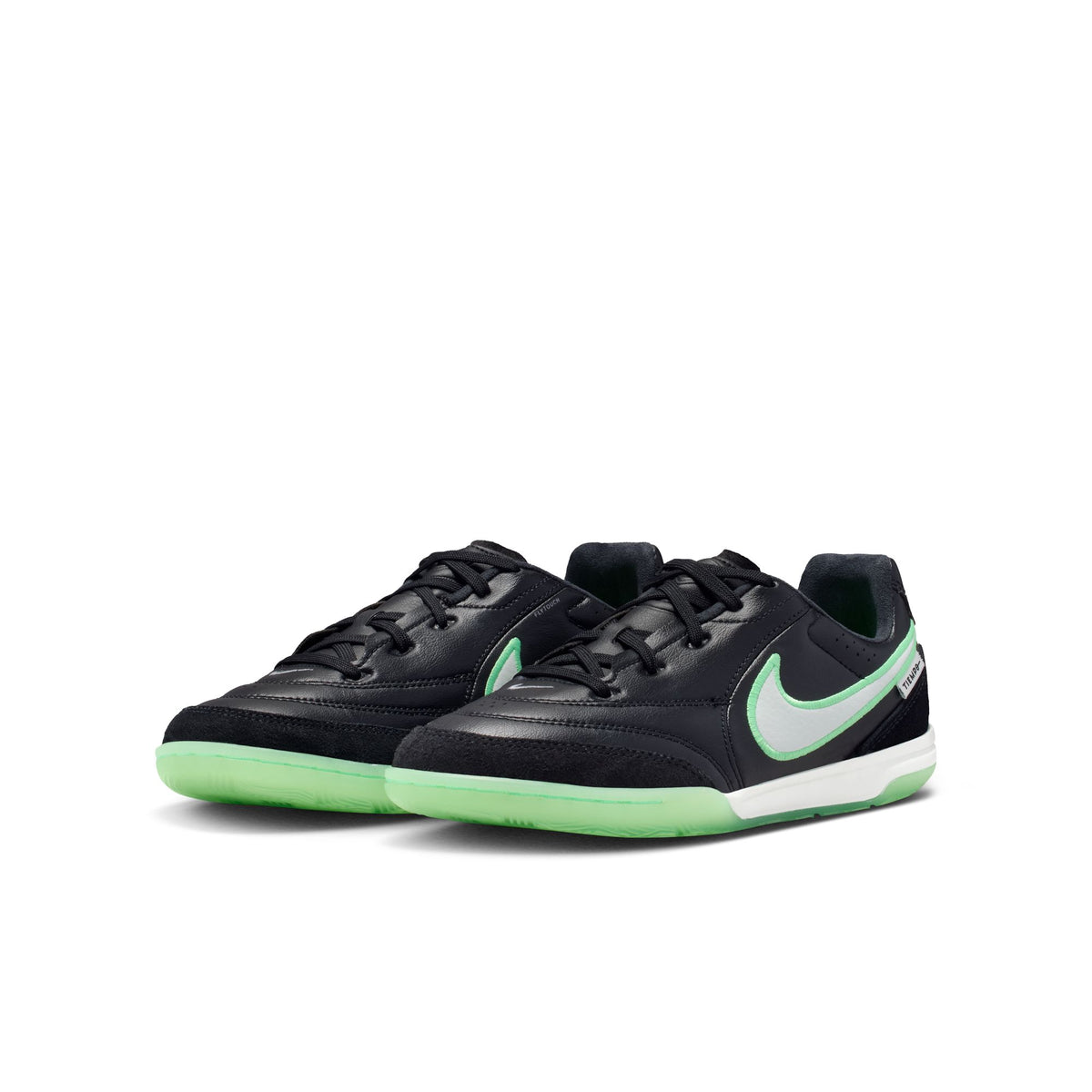 Nike Junior Tiempo Streetgato IN Indoor Soccer Shoe - Black/Black/Illusion Green