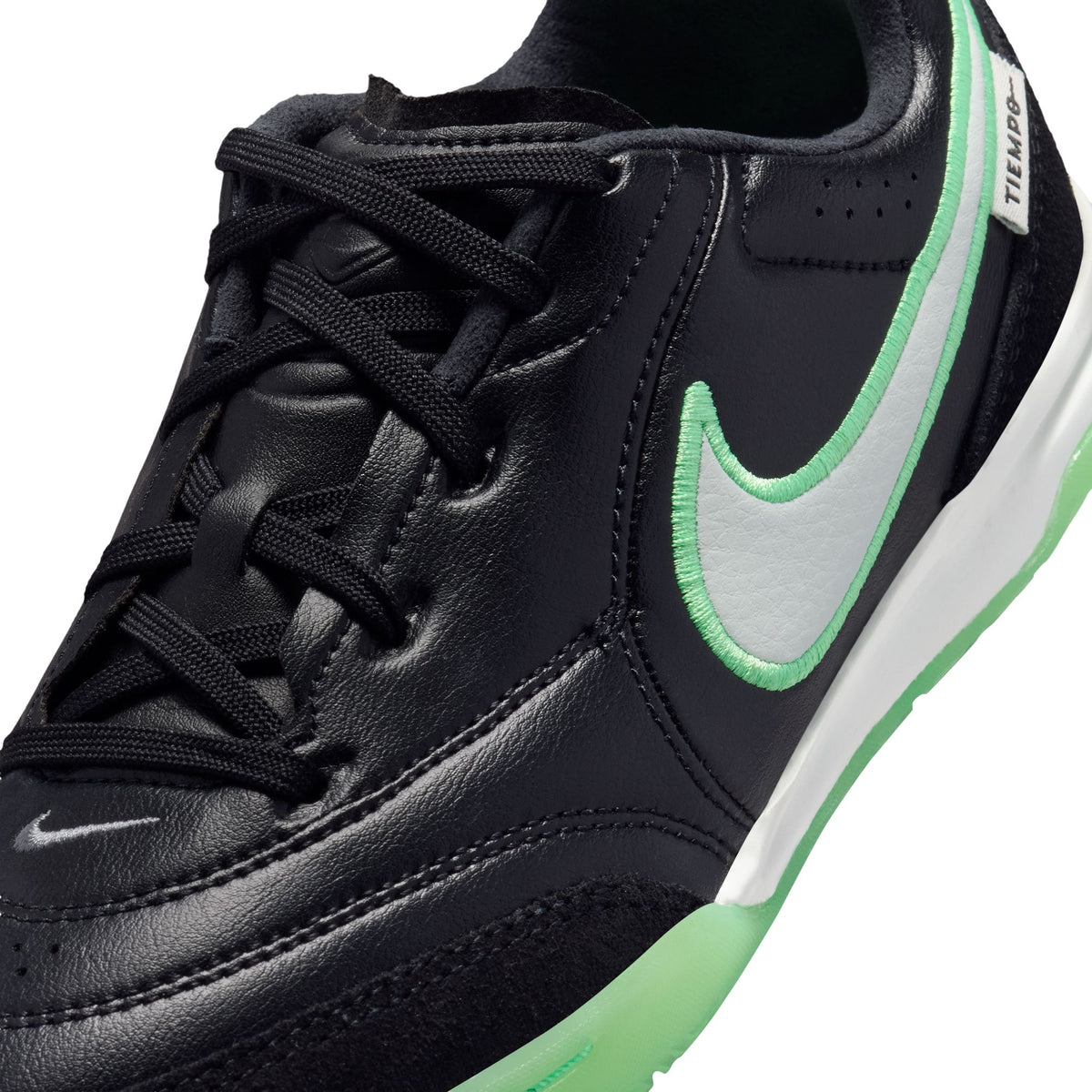 Nike Junior Tiempo Streetgato IN Indoor Soccer Shoe - Black/Black/Illusion Green