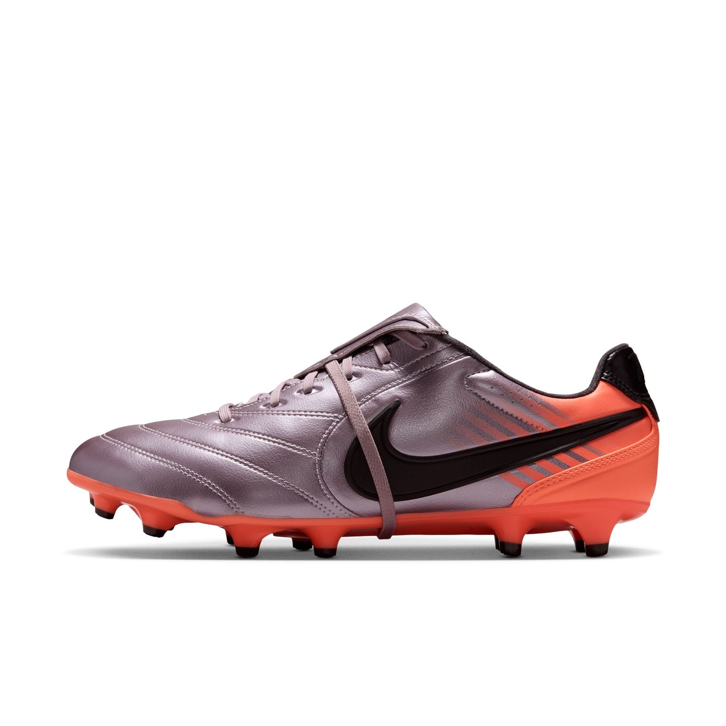 Nike Tiempo Ligera Heritage Pro Fold Tongue FG Firm Ground Soccer Cleat - Bleached Lilac/Black/Total Orange