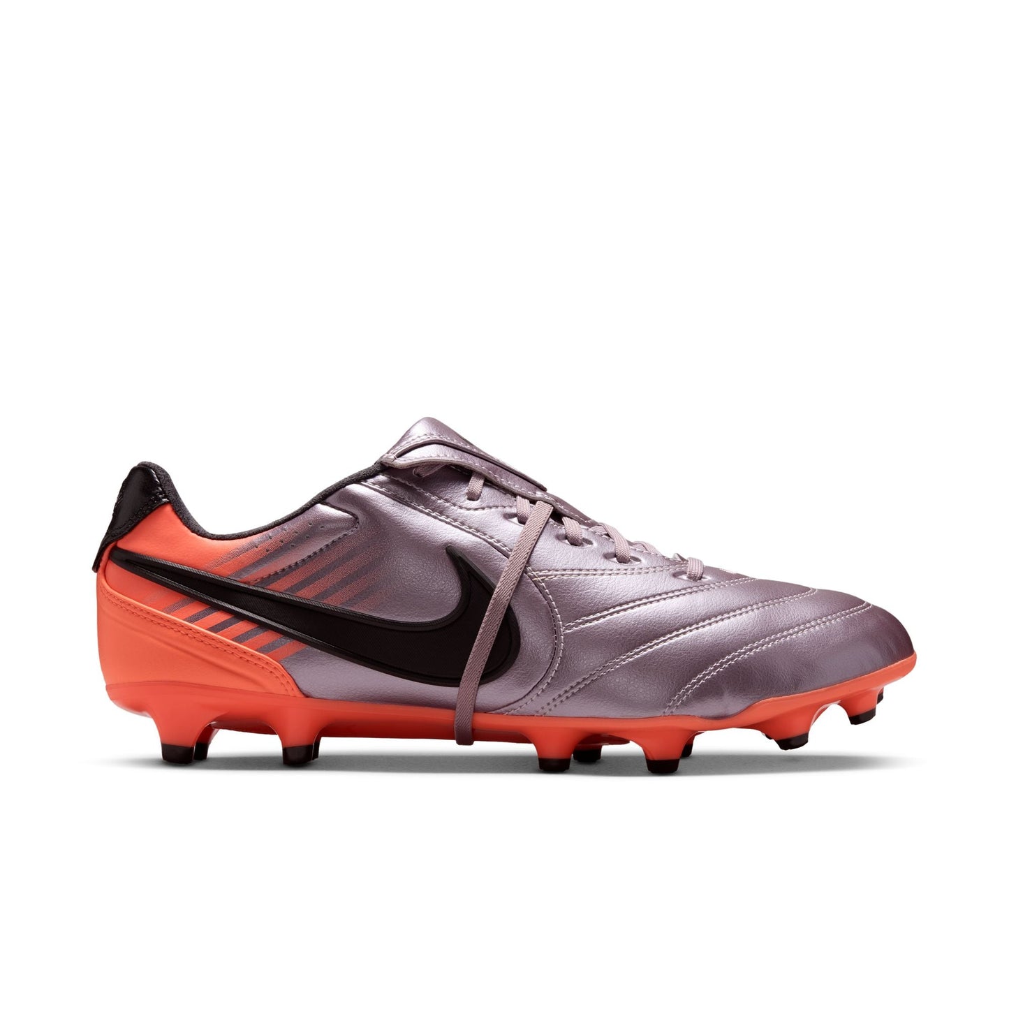 Nike Tiempo Ligera Heritage Pro Fold Tongue FG Firm Ground Soccer Cleat - Bleached Lilac/Black/Total Orange