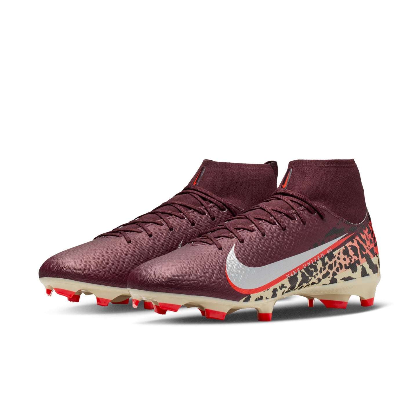 Nike United Mercurial Superfly 10 Academy FG Firm Ground Soccer Cleat - Burgundy Crush/Metallic Silver