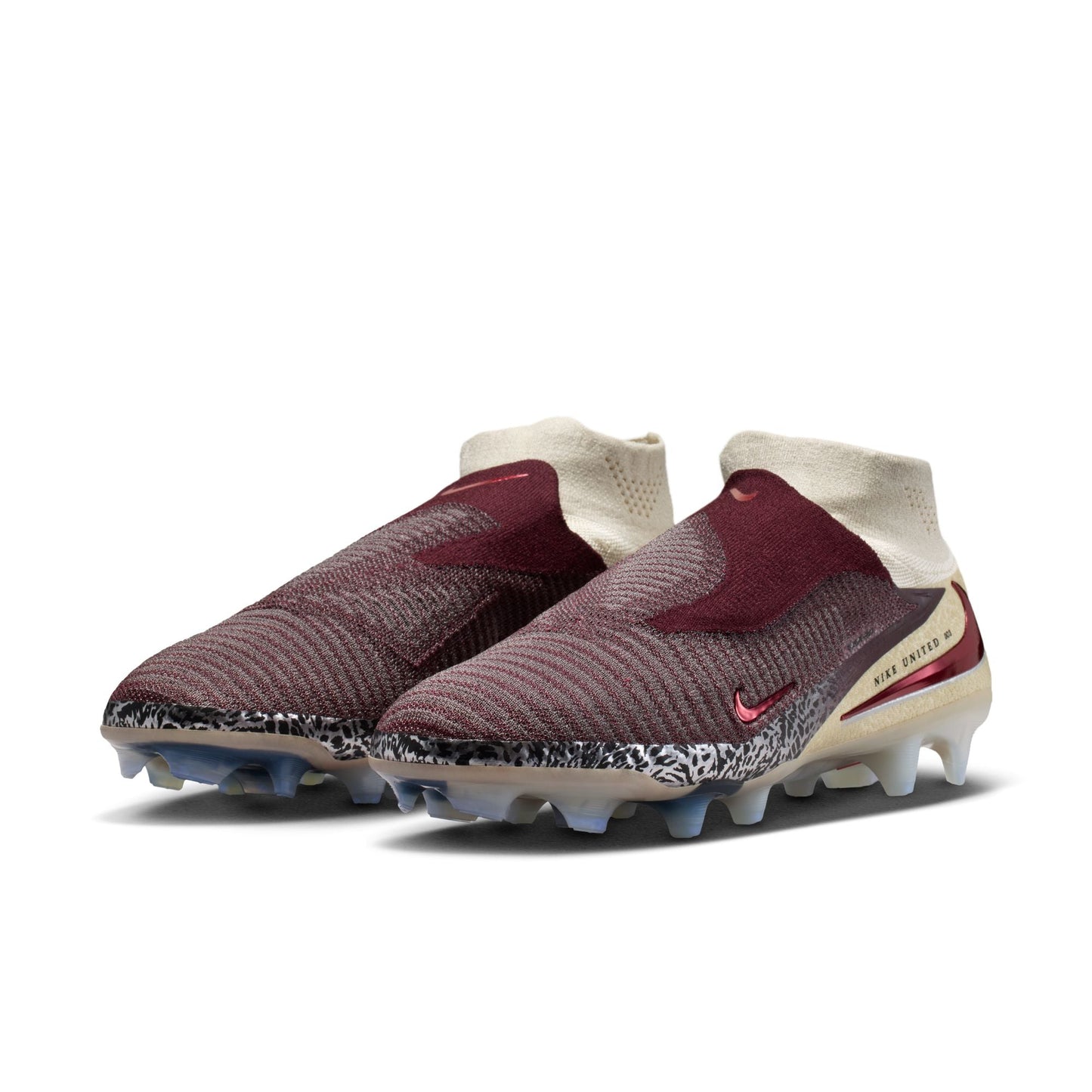 Nike United Phantom 6 High Elite FG Firm Ground Soccer Cleat - Burgundy Crush/University Red/Fossil