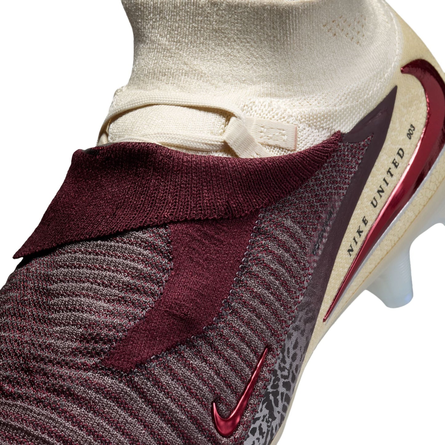 Nike United Phantom 6 High Elite FG Firm Ground Soccer Cleat - Burgundy Crush/University Red/Fossil