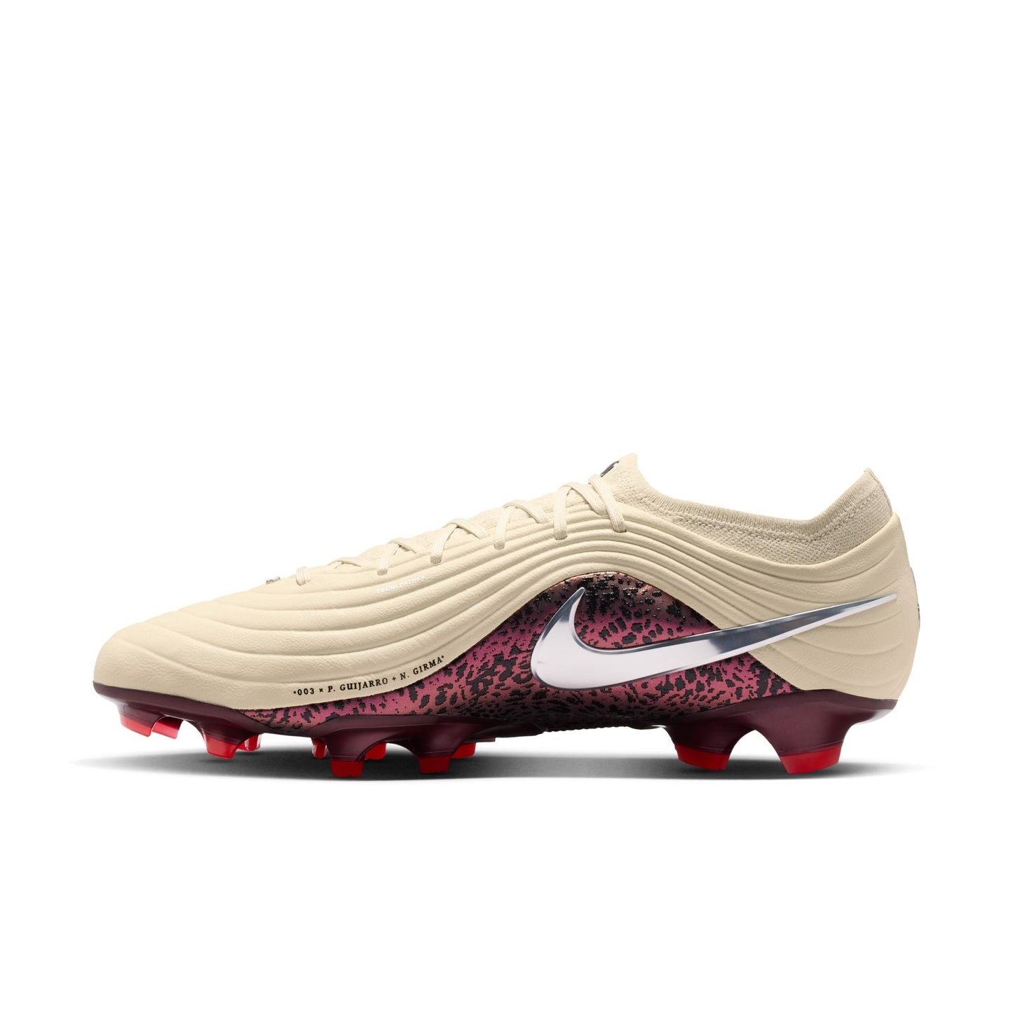 Nike United Tiempo Maestro Elite Firm-Ground Low-Top Soccer Cleat - Fossil/Metallic Silver/ Burgundy Crush