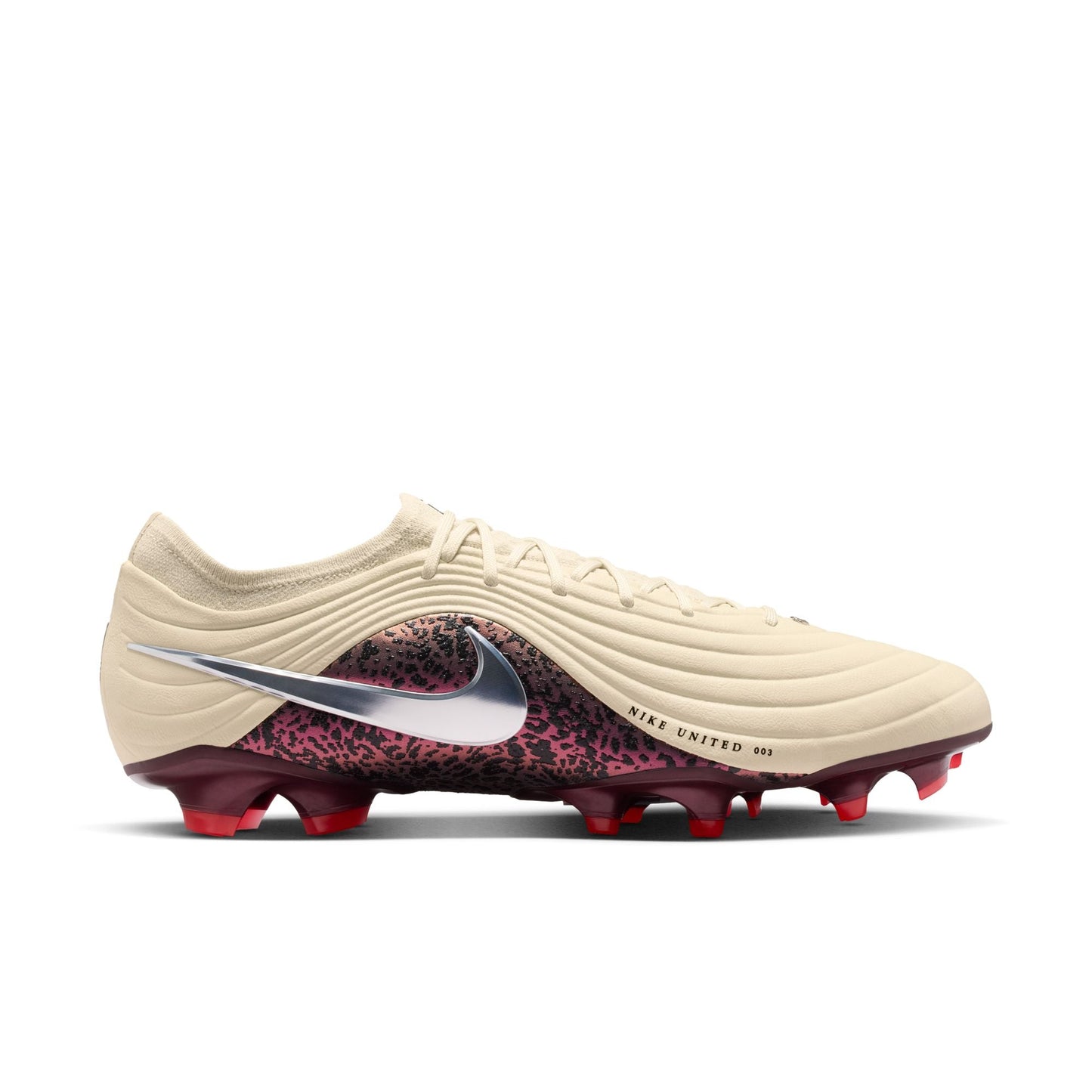 Nike United Tiempo Maestro Elite Firm-Ground Low-Top Soccer Cleat - Fossil/Metallic Silver/ Burgundy Crush