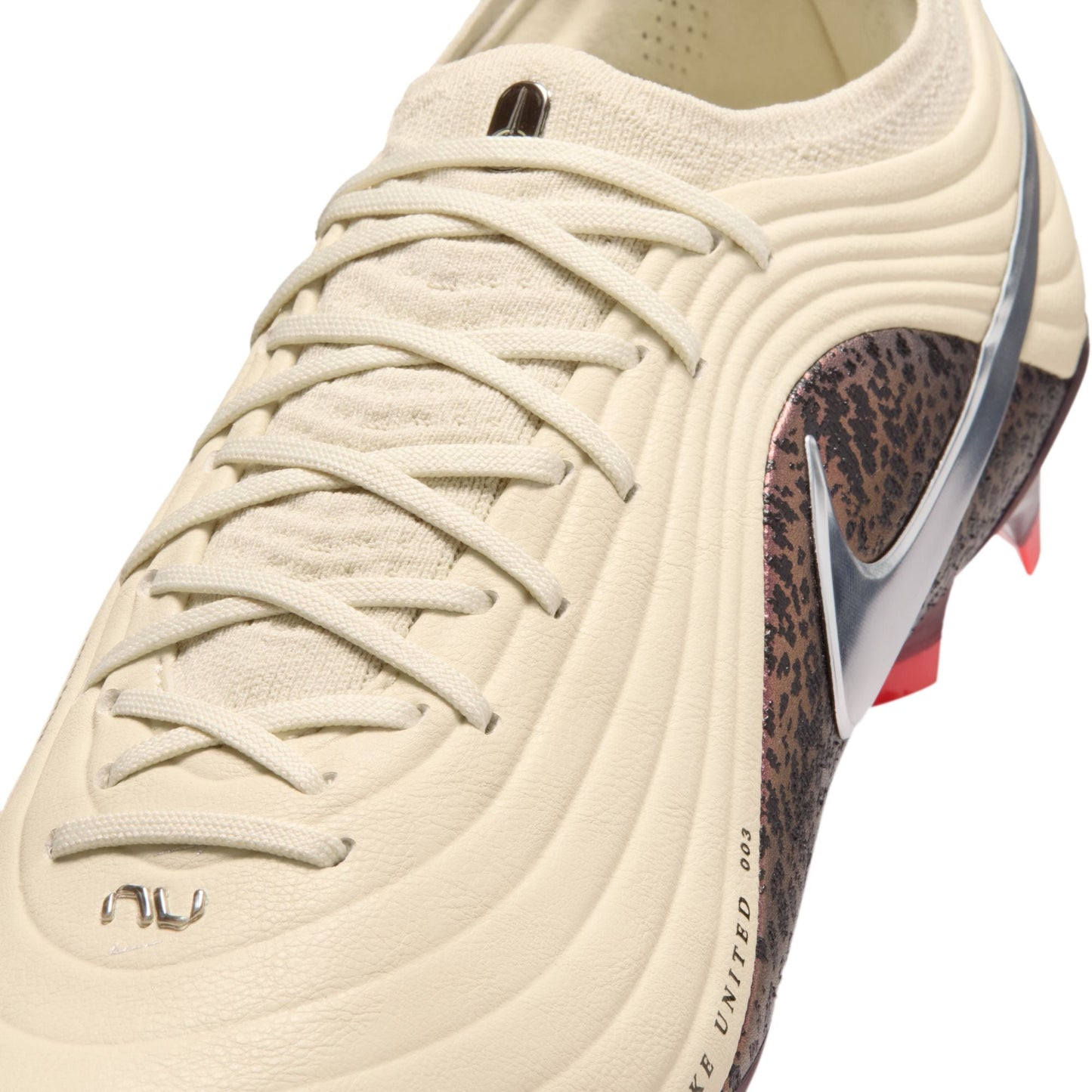Nike United Tiempo Maestro Elite Firm-Ground Low-Top Soccer Cleat - Fossil/Metallic Silver/ Burgundy Crush