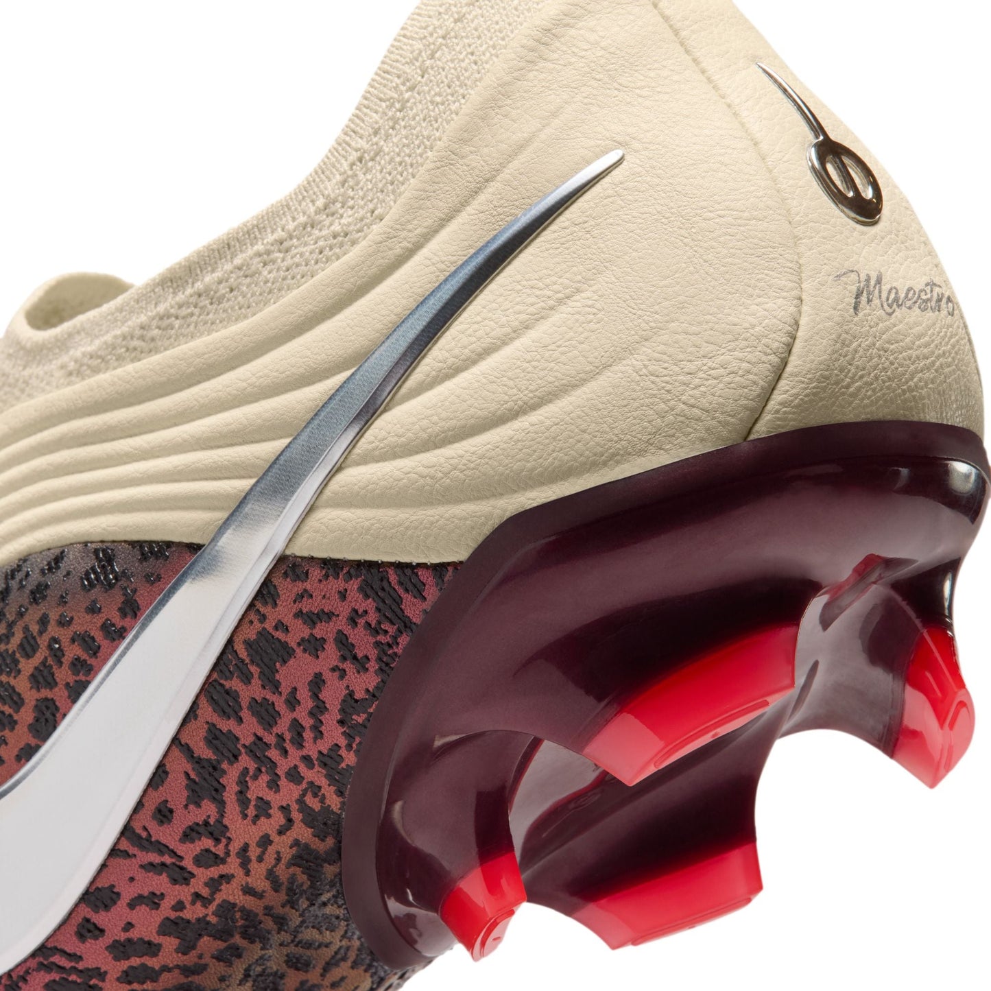 Nike United Tiempo Maestro Elite Firm-Ground Low-Top Soccer Cleat - Fossil/Metallic Silver/ Burgundy Crush