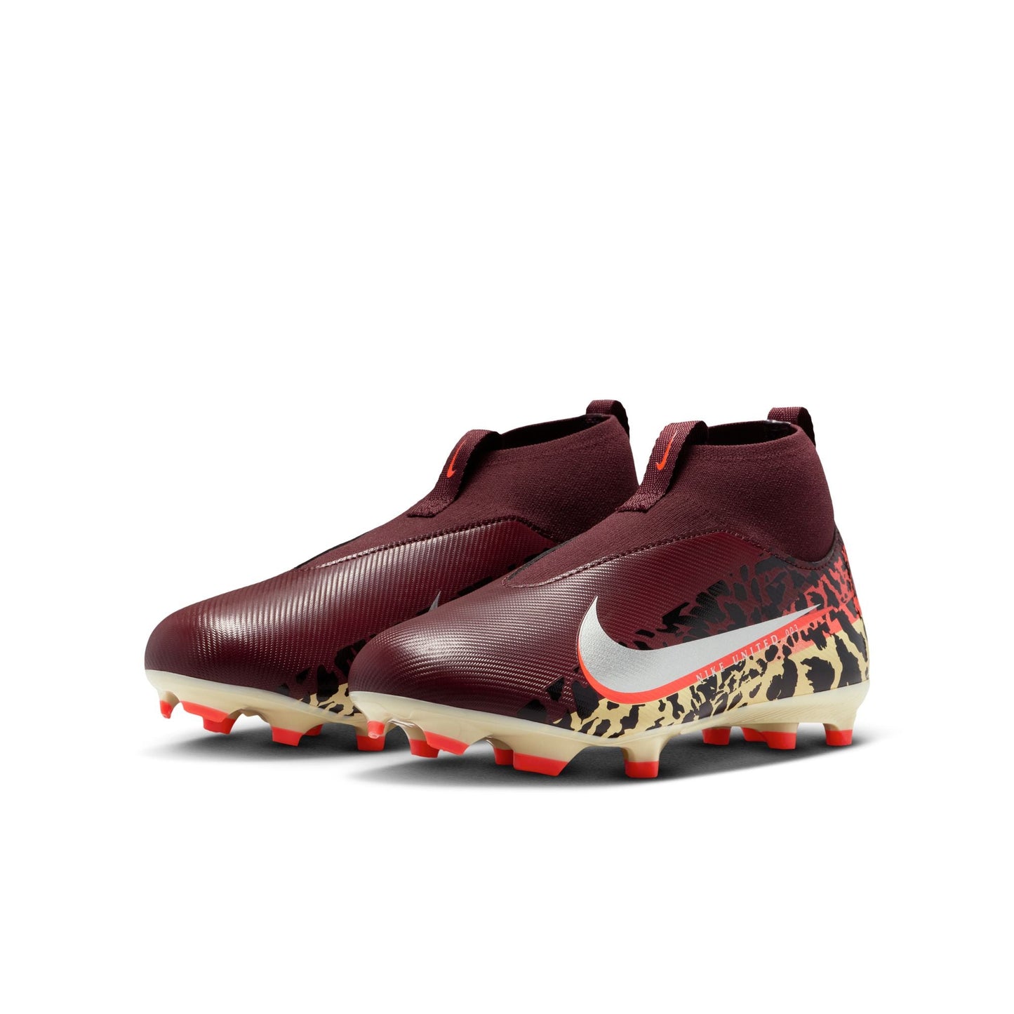 Nike United Junior Zoom Mercurial Superfly 10 Academy FG Firm Ground Soccer Cleat - Burgundy Crush/Metallic Silver