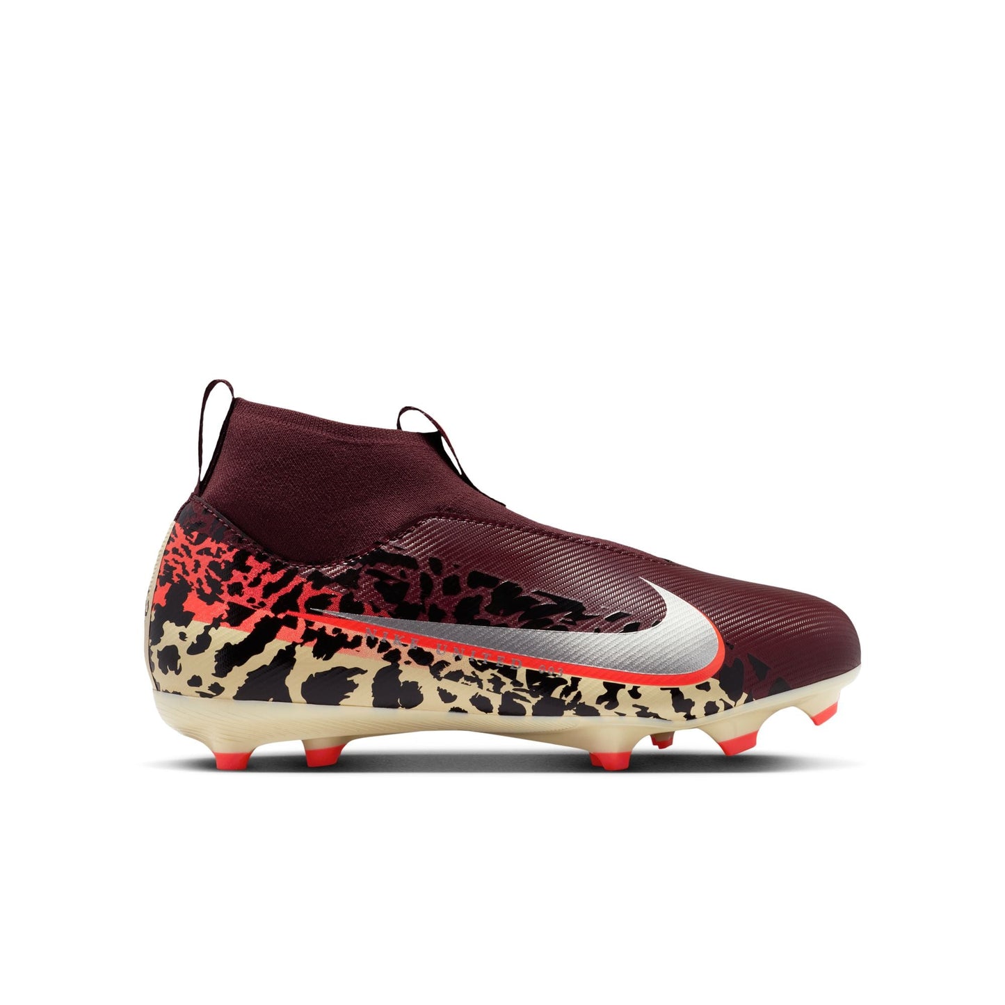 Nike United Junior Zoom Mercurial Superfly 10 Academy FG Firm Ground Soccer Cleat - Burgundy Crush/Metallic Silver
