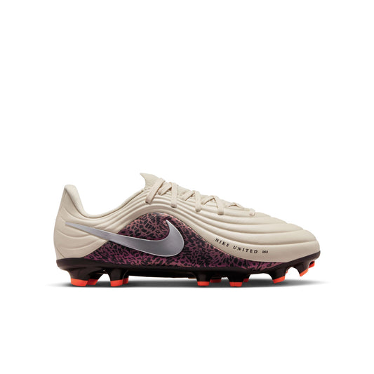Nike United Junior Tiempo Maestro Academy FG Firm Ground Soccer Cleat - Fossil/Metallic Silver/Burgundy Crush