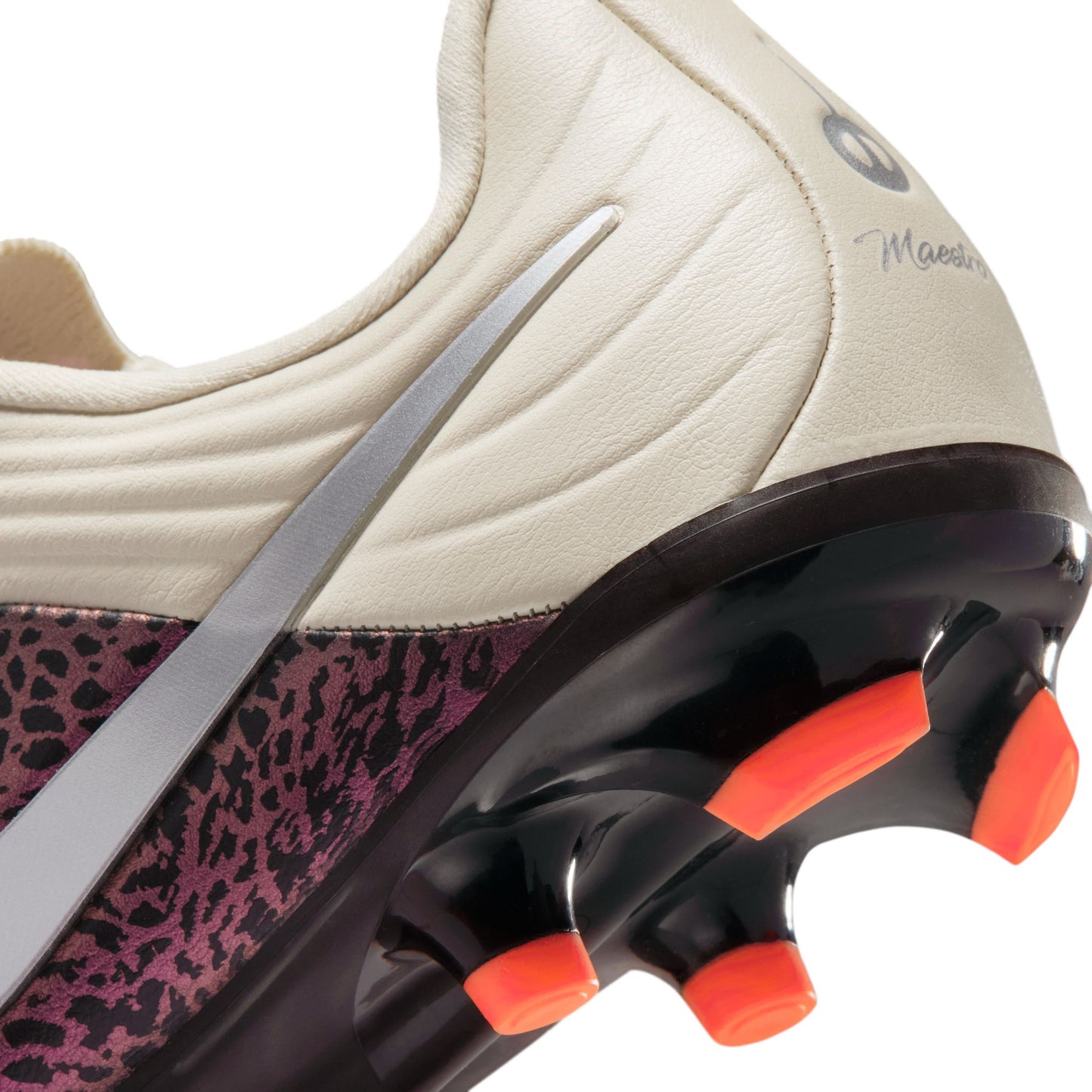 Nike United Junior Tiempo Maestro Academy FG Firm Ground Soccer Cleat - Fossil/Metallic Silver/Burgundy Crush