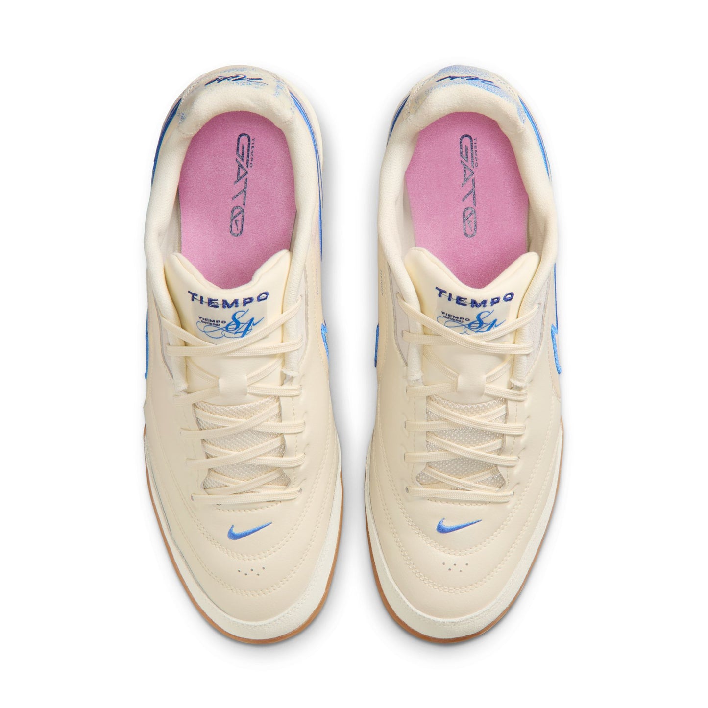 Nike Tiempo Streetgato PRM IC Indoor Soccer Shoe - Coconut Milk/Gum Medium Brown/Blue Crystal