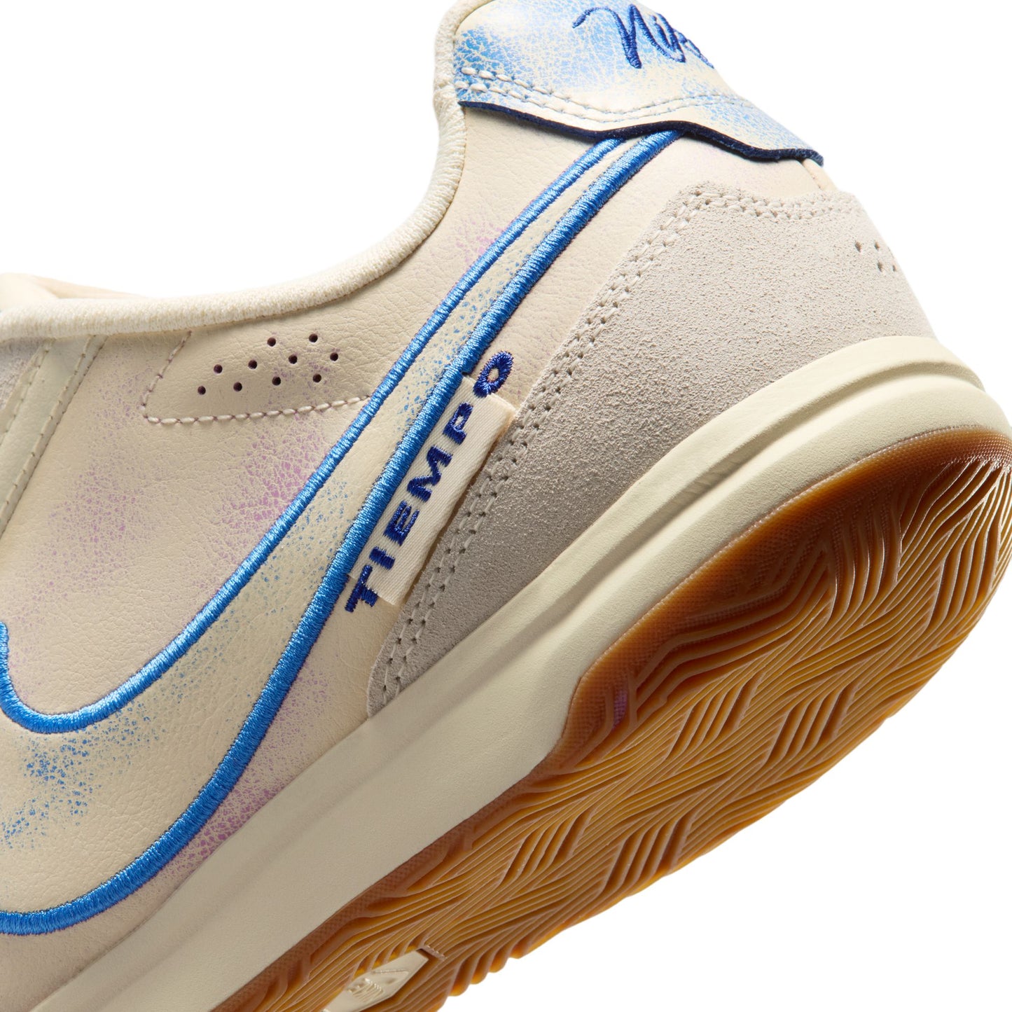 Nike Tiempo Streetgato PRM IC Indoor Soccer Shoe - Coconut Milk/Gum Medium Brown/Blue Crystal