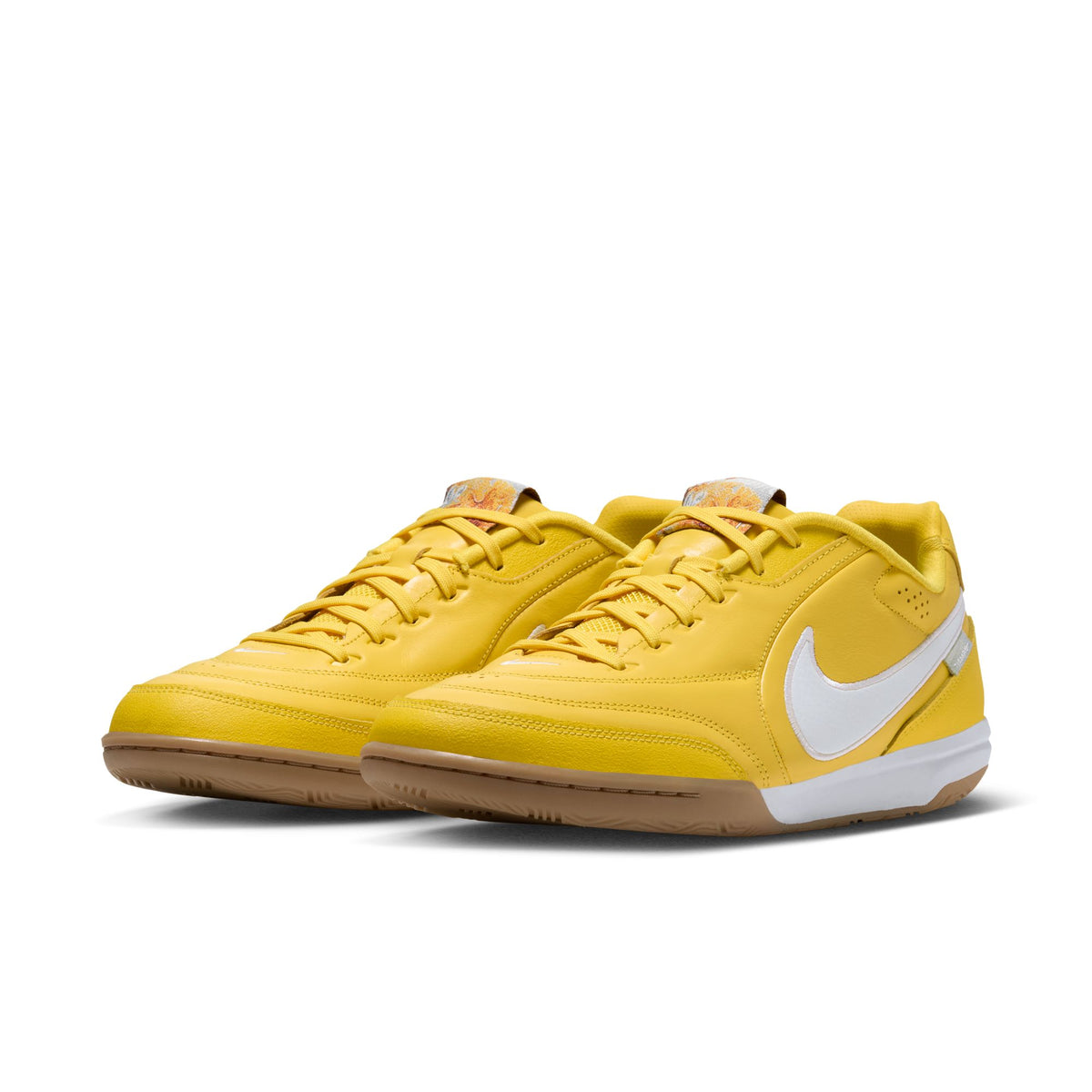Nike Tiempo Streetgato PRM "Joga Bonito" IN Indoor Soccer Shoe - Chrome Yellow/White/Gum Medium Brown