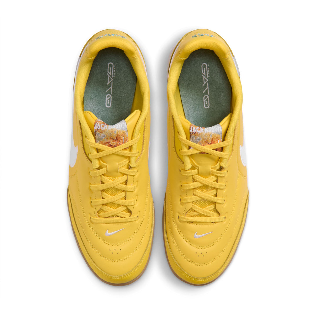 Nike Tiempo Streetgato PRM "Joga Bonito" IN Indoor Soccer Shoe - Chrome Yellow/White/Gum Medium Brown