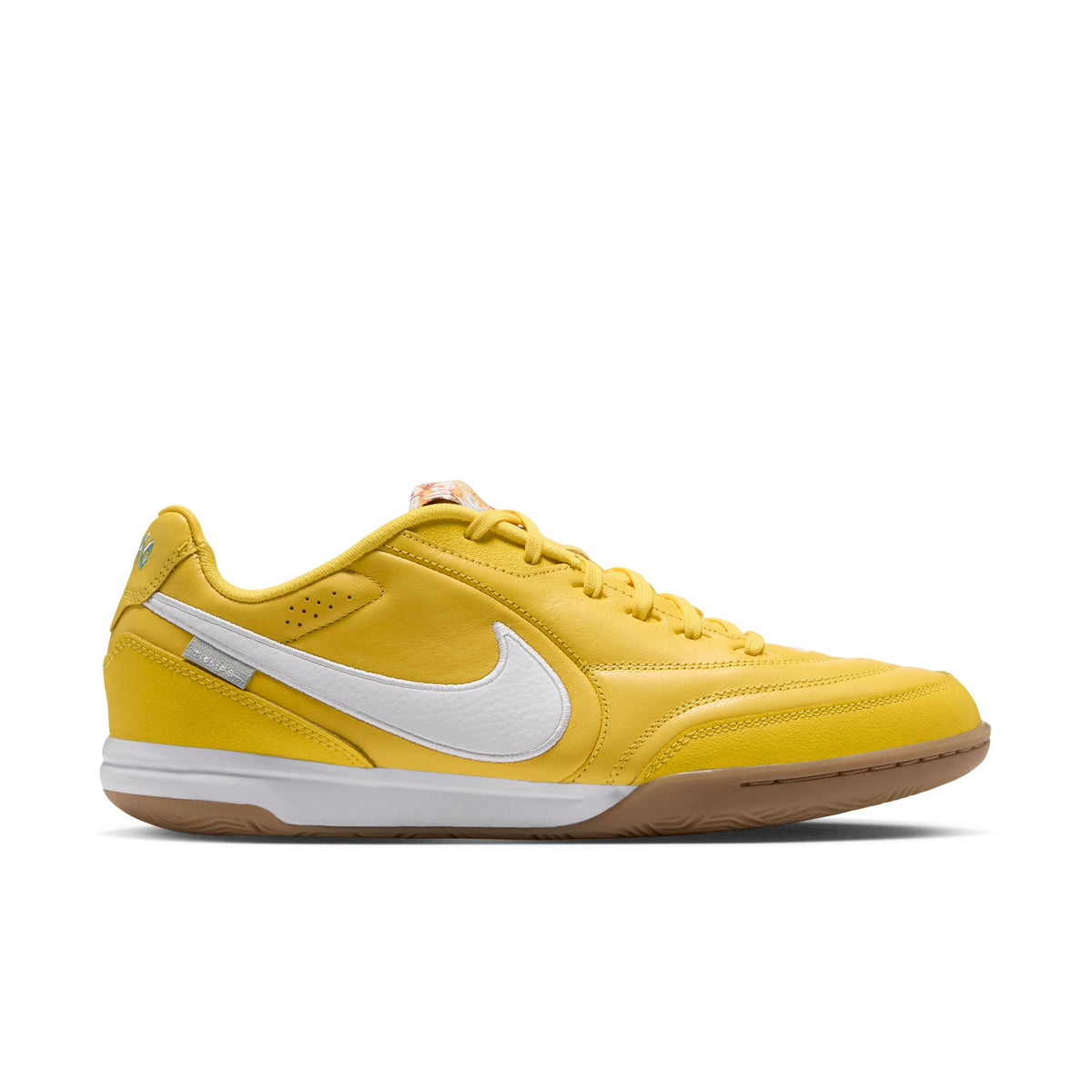 Nike Tiempo Streetgato PRM "Joga Bonito" IN Indoor Soccer Shoe - Chrome Yellow/White/Gum Medium Brown