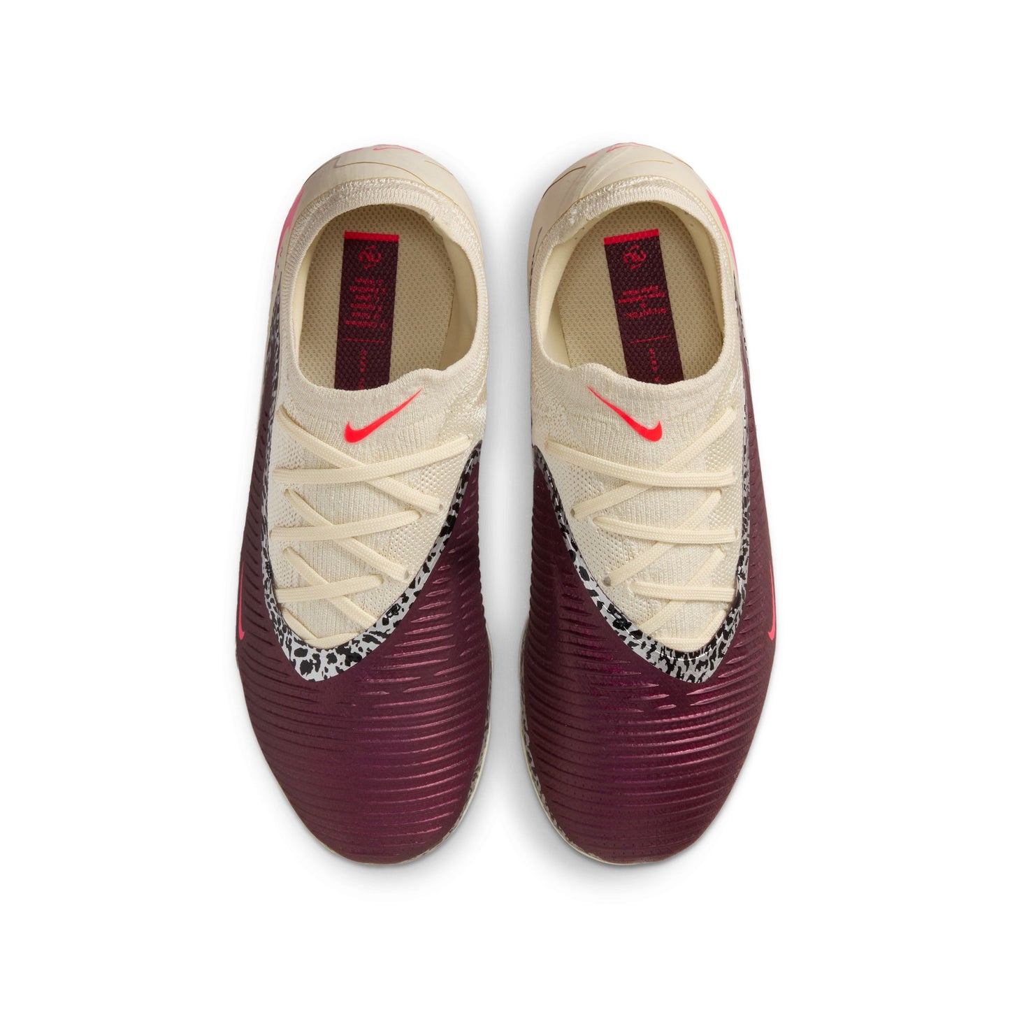 Nike United Junior Phantom 6 Low Pro Big Kids' FG/MG Firm Ground Soccer Cleats - Burgundy Crush/University Red-Fossil