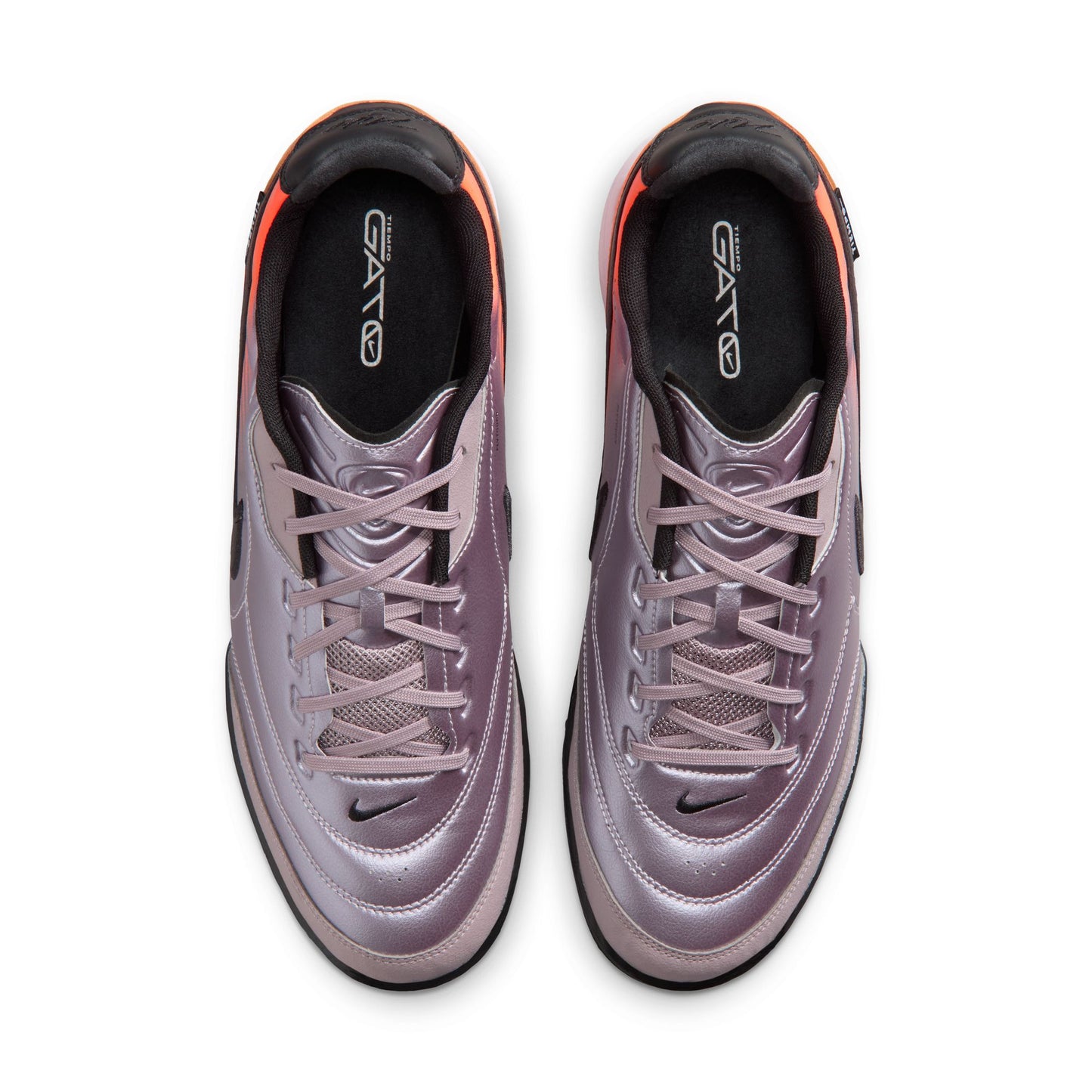 Nike Tiempo Streetgato PRM Heritage IC Indoor Soccer Shoe - Bleached Lilac/Black/Total Orange