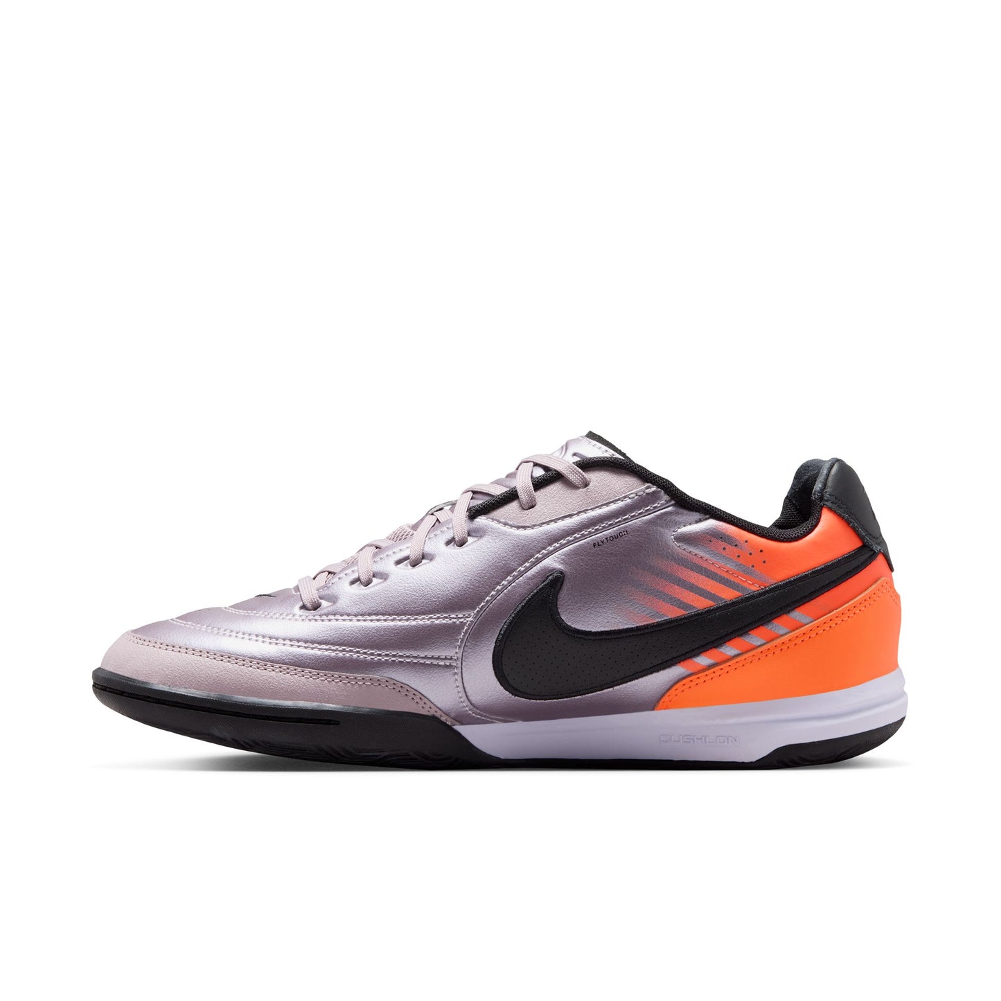 Nike Tiempo Streetgato PRM Heritage IC Indoor Soccer Shoe - Bleached Lilac/Black/Total Orange