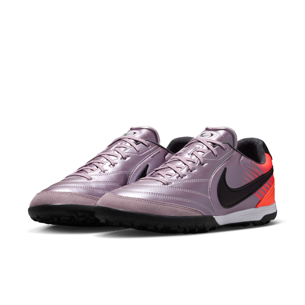 Nike Tiempo Ligera Heritage Pro TF Turf Soccer Cleat - Bleaced Lilac/Black/Total Orange
