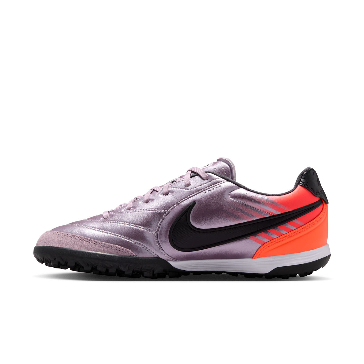 Nike Tiempo Ligera Heritage Pro TF Turf Soccer Cleat - Bleaced Lilac/Black/Total Orange
