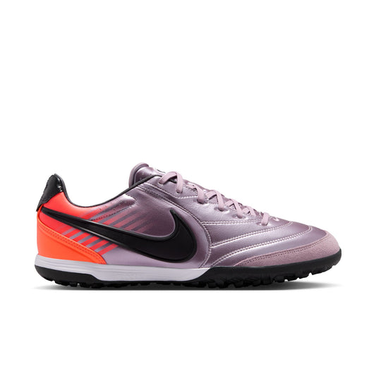 Nike Tiempo Ligera Heritage Pro TF Turf Soccer Cleat - Bleaced Lilac/Black/Total Orange