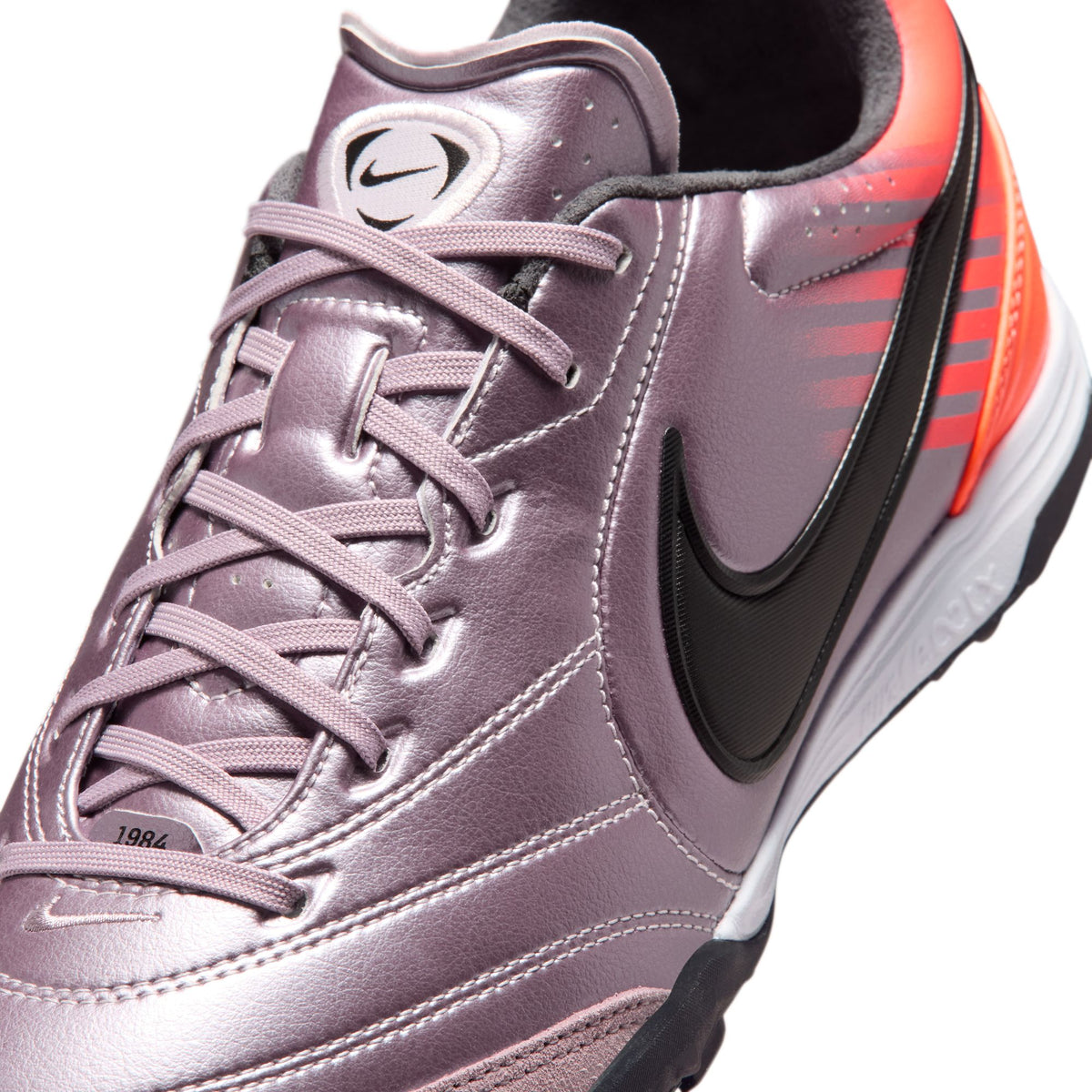 Nike Tiempo Ligera Heritage Pro TF Turf Soccer Cleat - Bleaced Lilac/Black/Total Orange