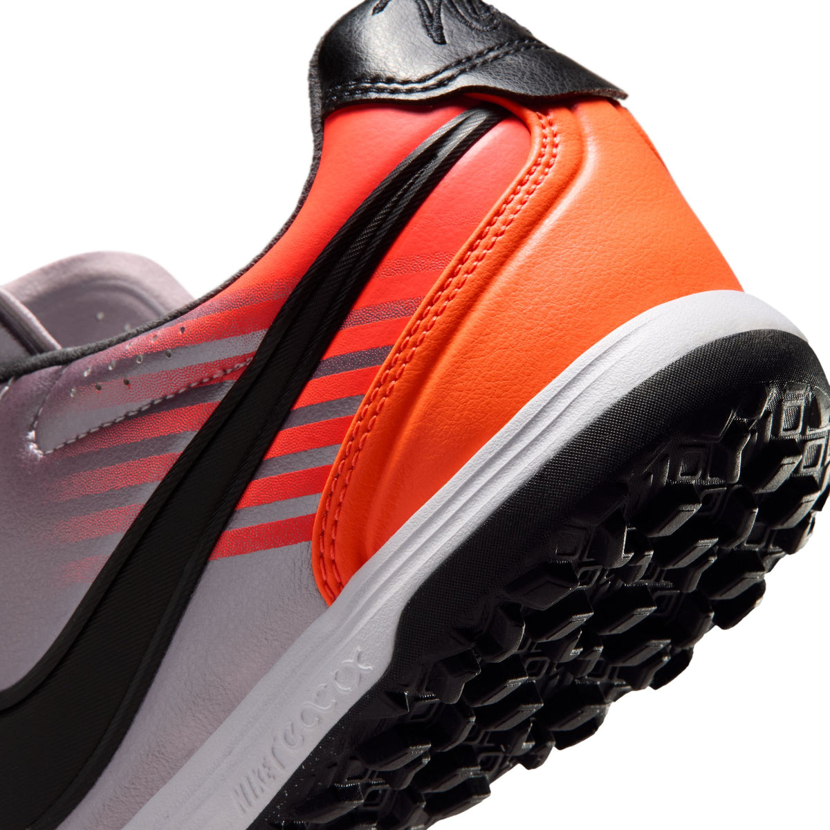 Nike Tiempo Ligera Heritage Pro TF Turf Soccer Cleat - Bleaced Lilac/Black/Total Orange